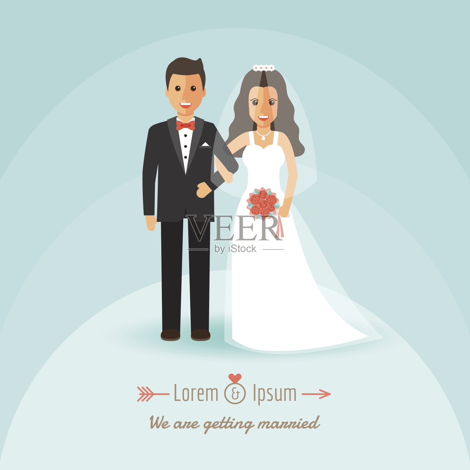 幸福的新婚夫妇插画图片素材