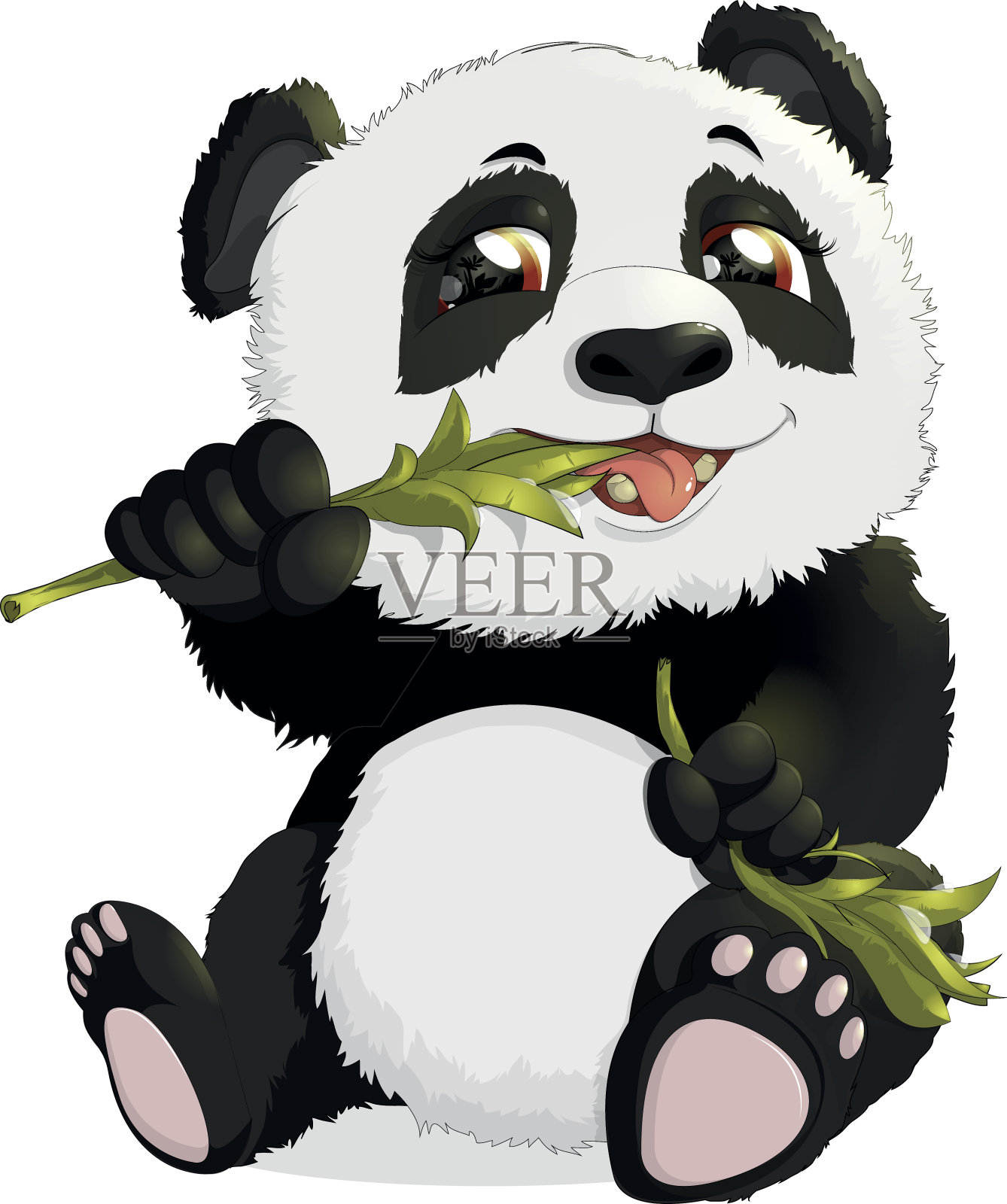 非常可爱的熊猫吃竹子设计元素图片