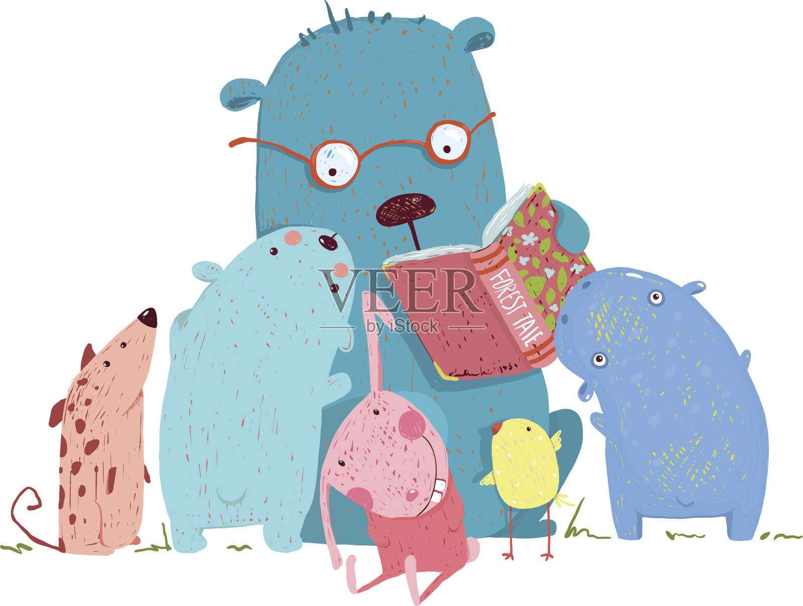 动物儿童组小熊读物设计元素图片