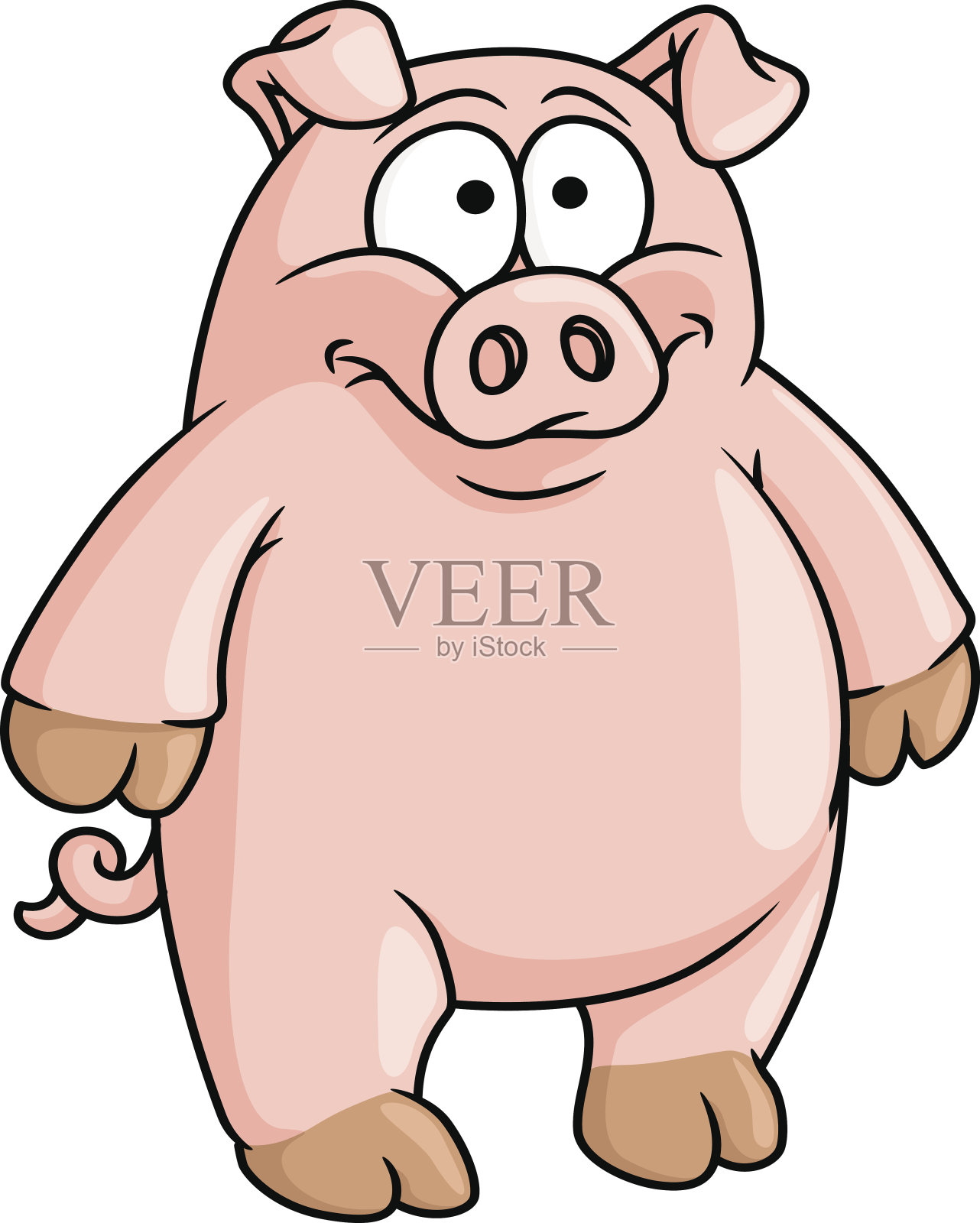 胖快乐的粉红色卡通猪设计元素图片