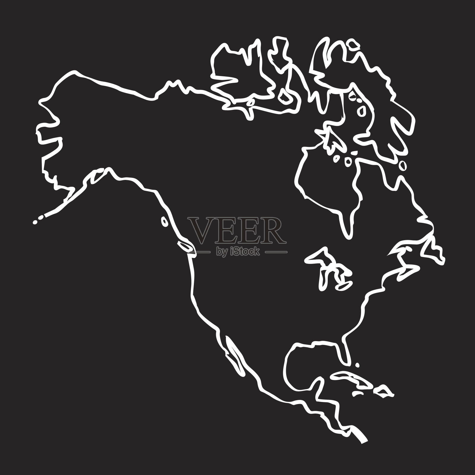 北美矢量黑色地图插画图片素材