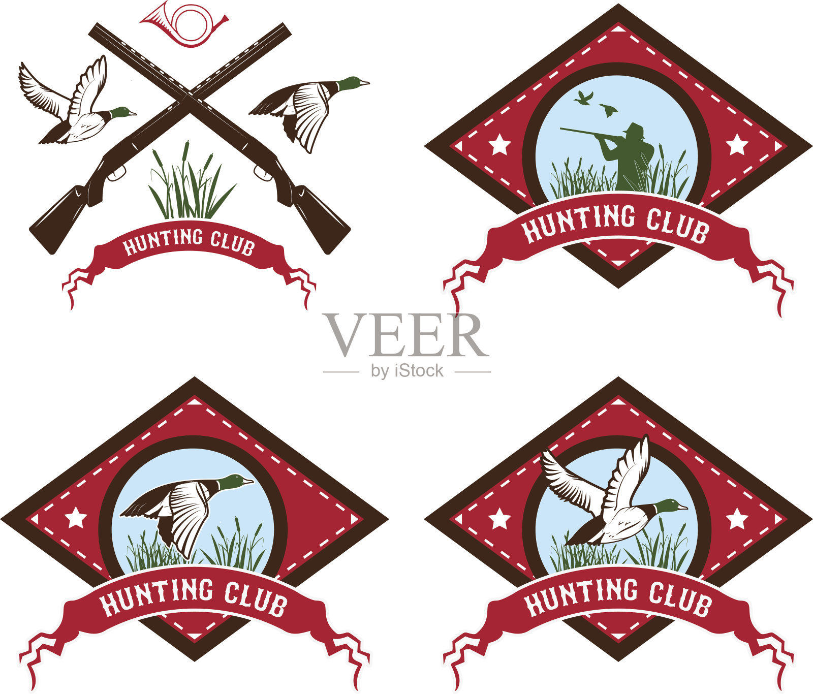 鸭狩猎俱乐部插画图片素材