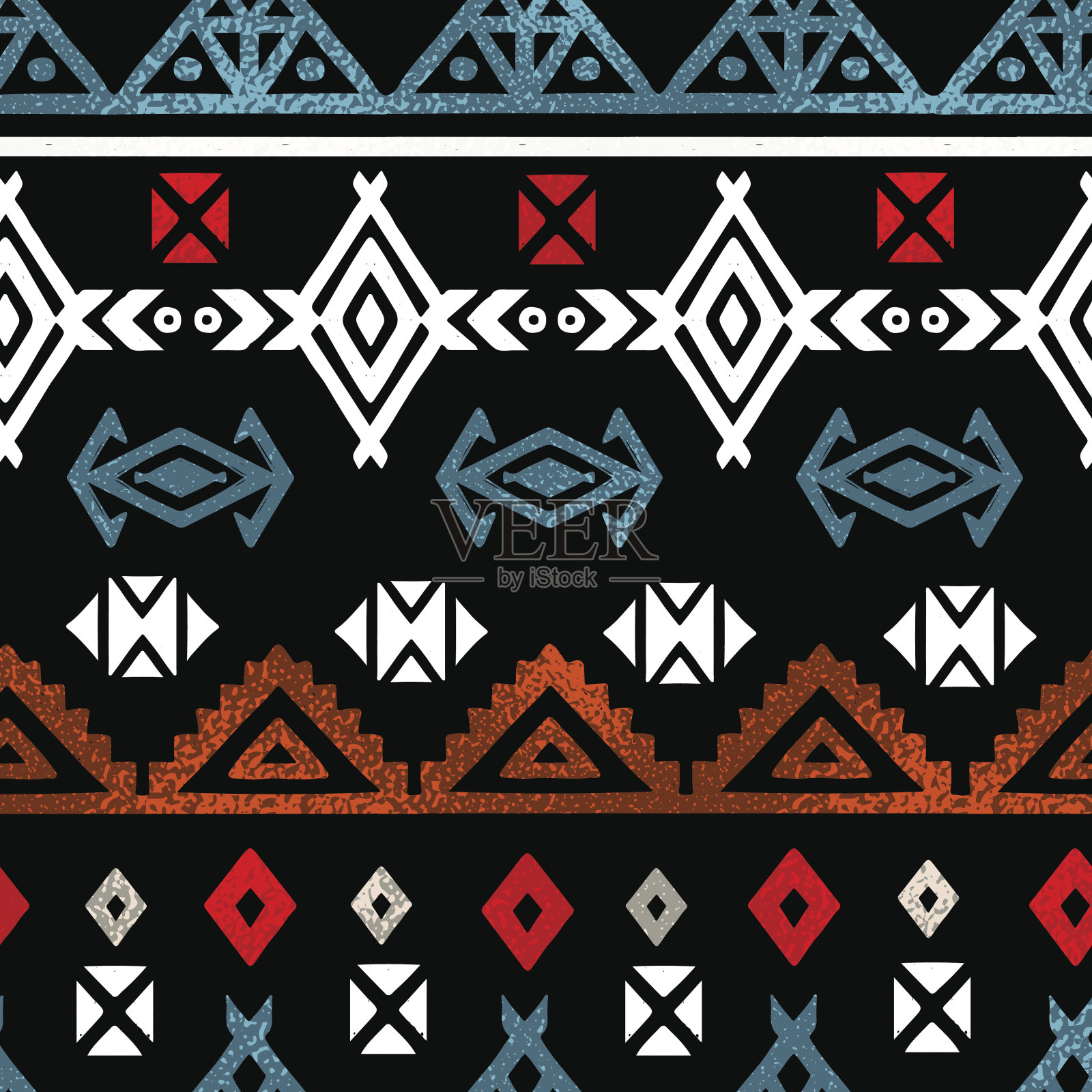 部落艺术阿兹特克民族无缝图案插画图片素材