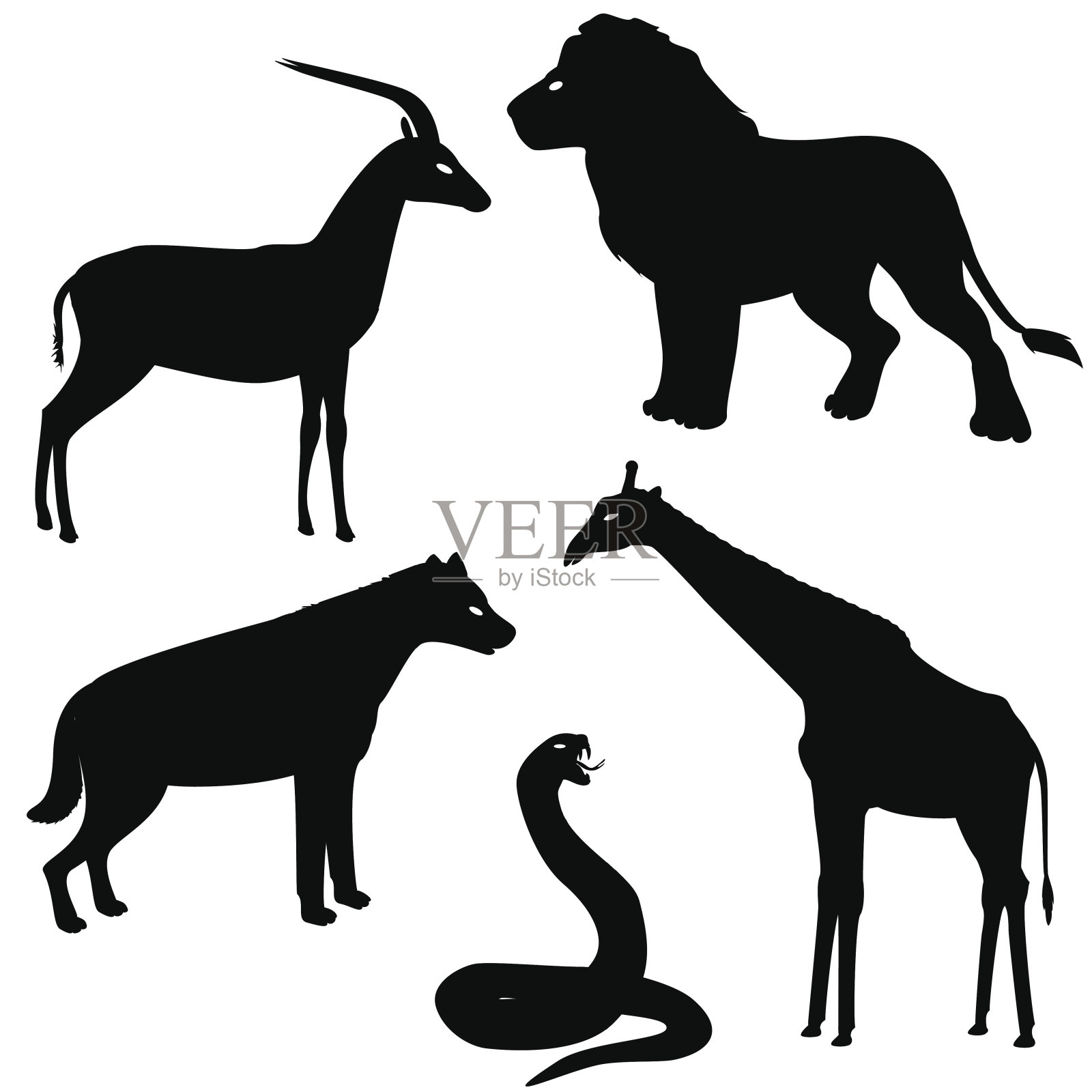 设置2非洲动物的剪影插画图片素材