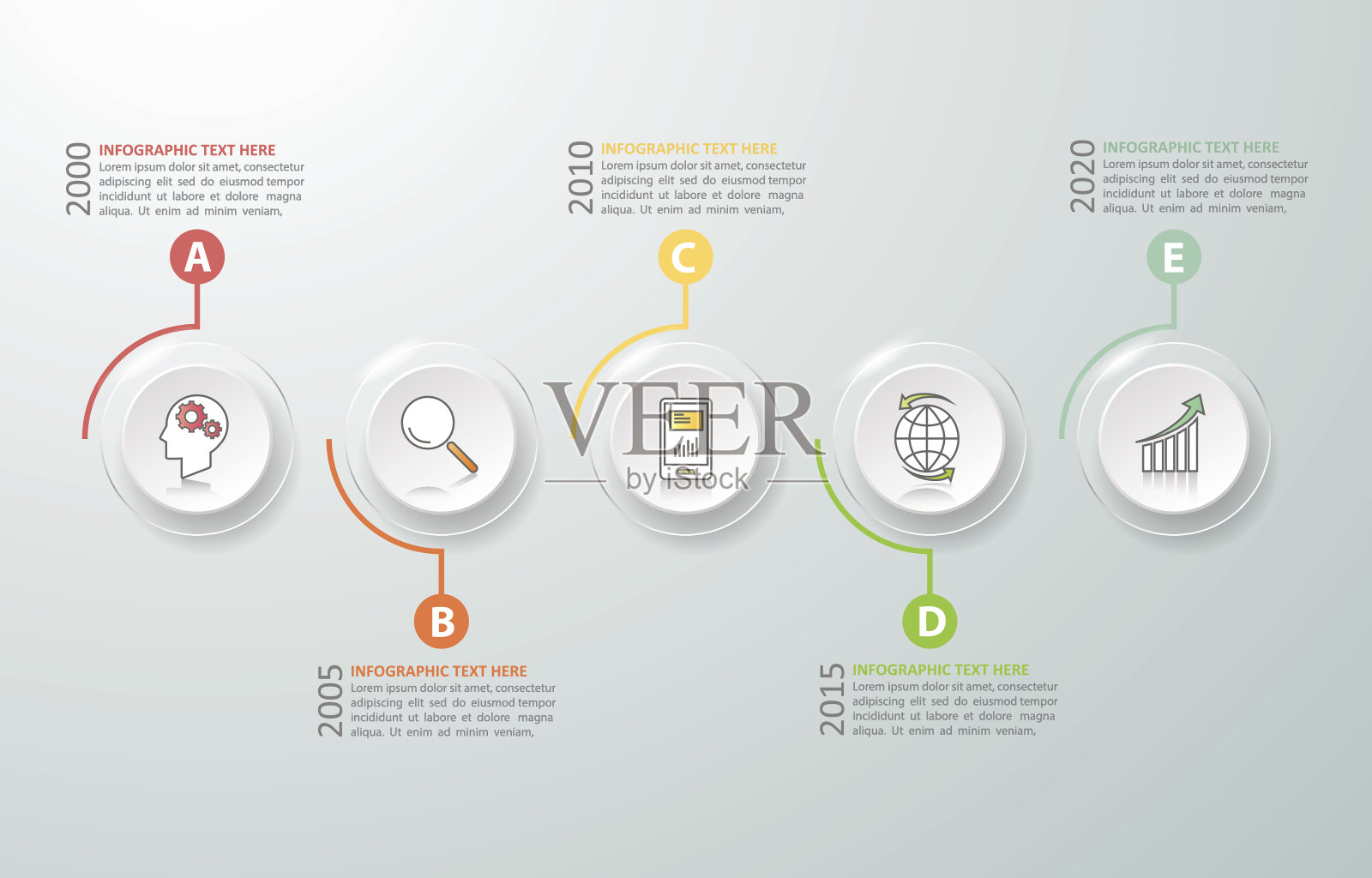 时间轴信息图5个选项，业务概念信息图模板插画图片素材