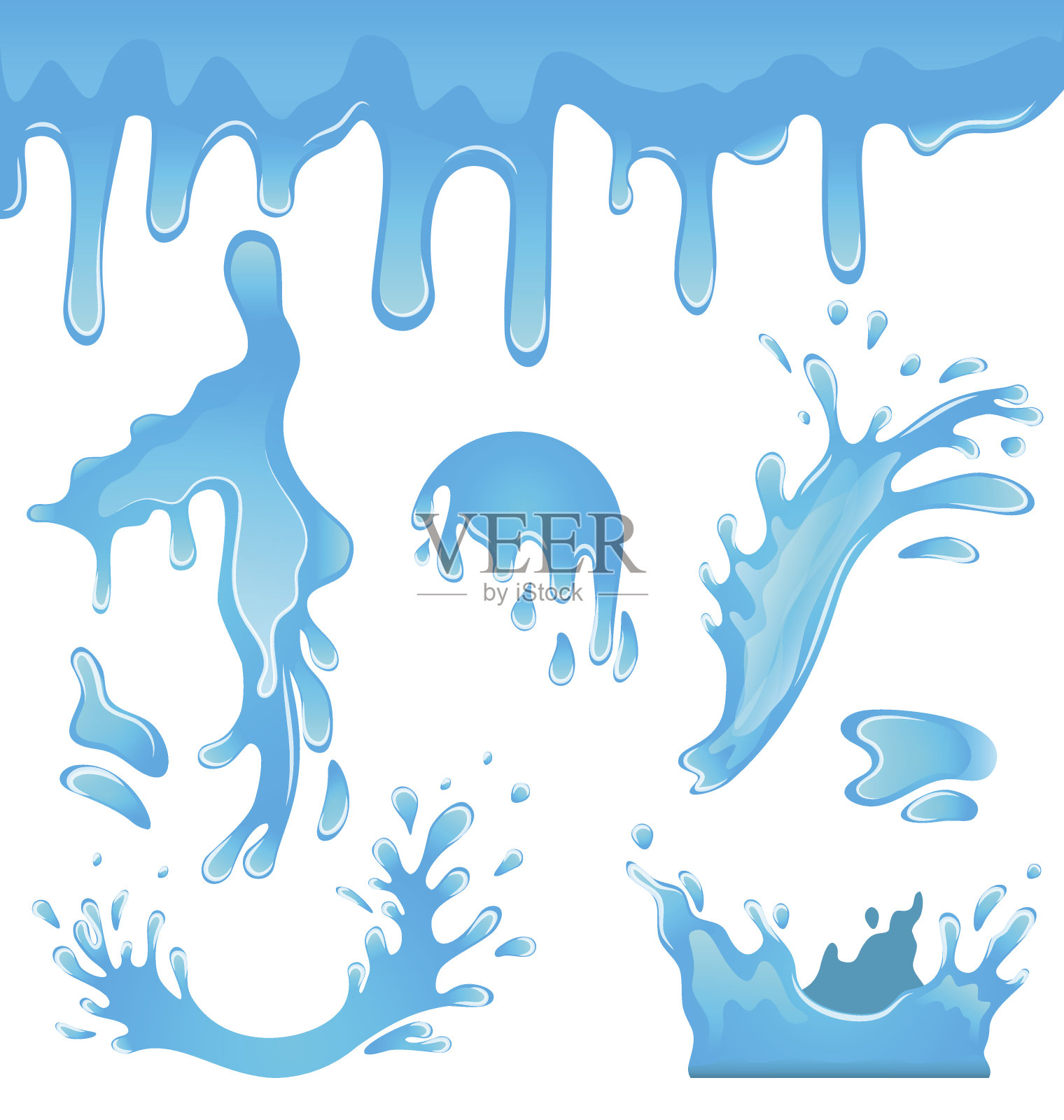 蓝色的水滴设计元素图片
