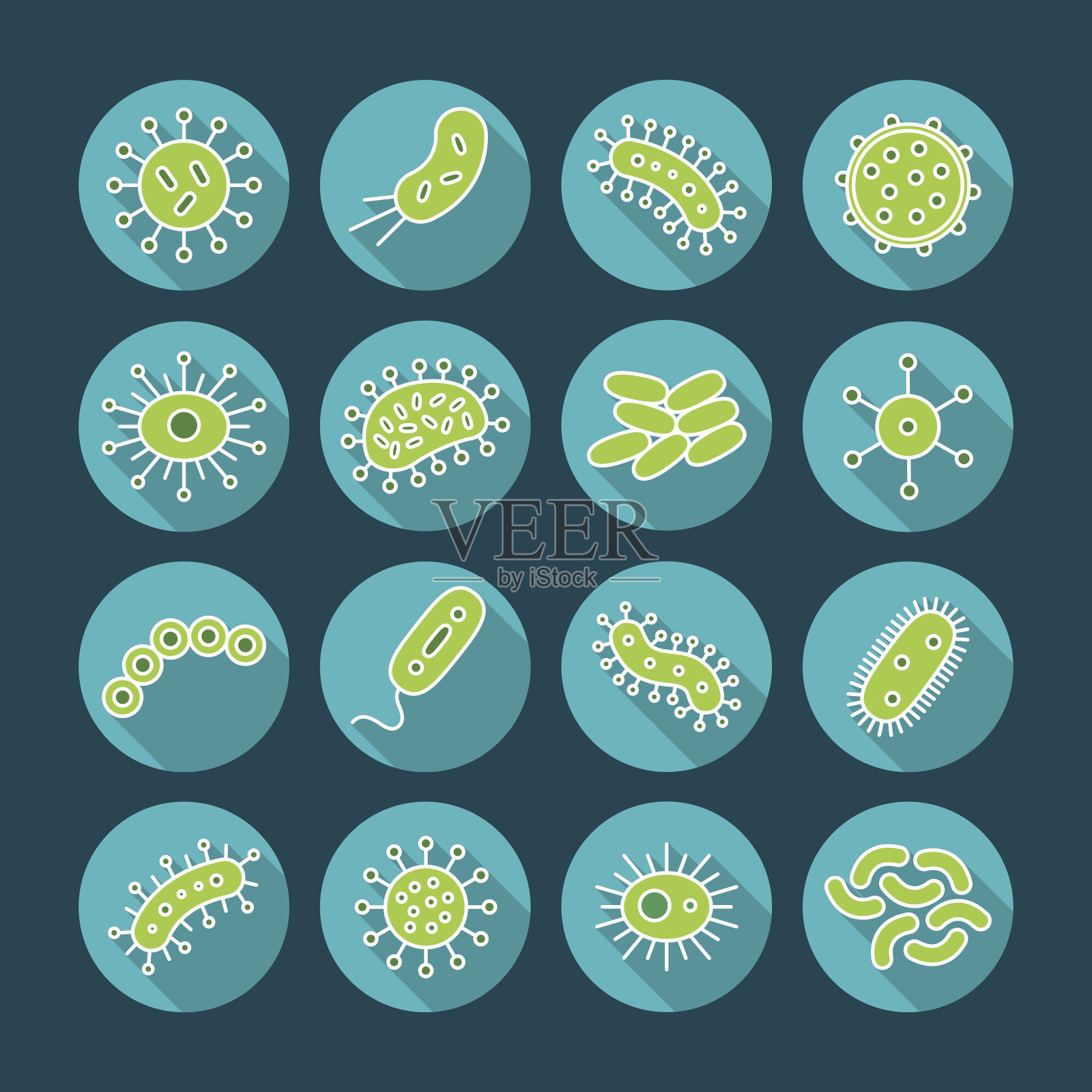 细菌和细菌图标设置矢量插图插画图片素材