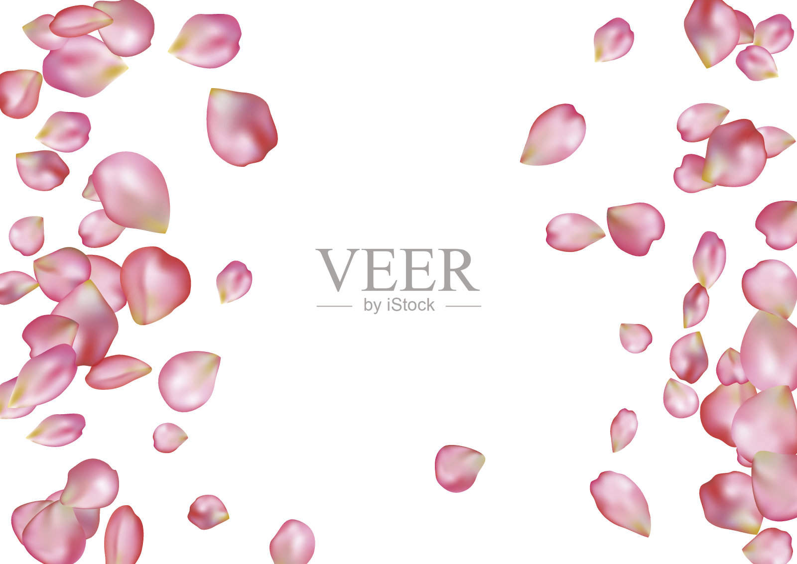 抽象背景与飞舞的粉色玫瑰花瓣。设计元素图片