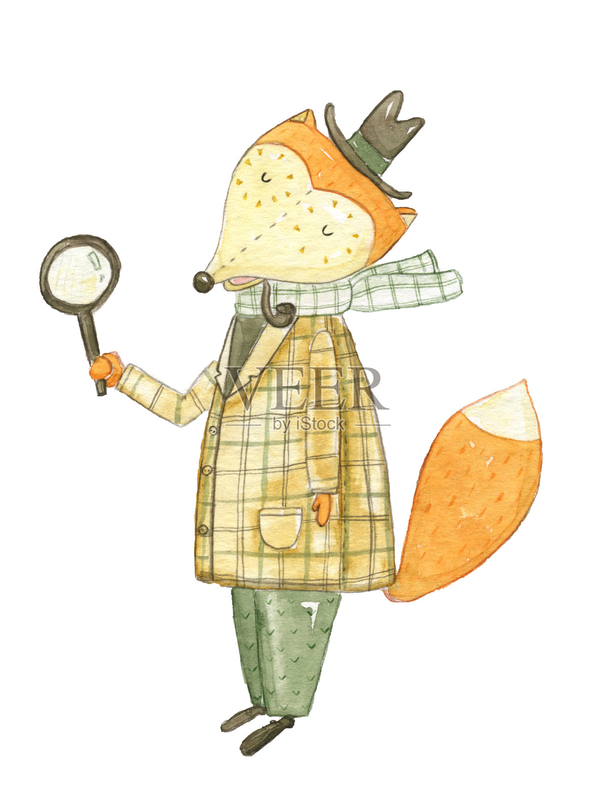 狐狸侦探插画图片素材