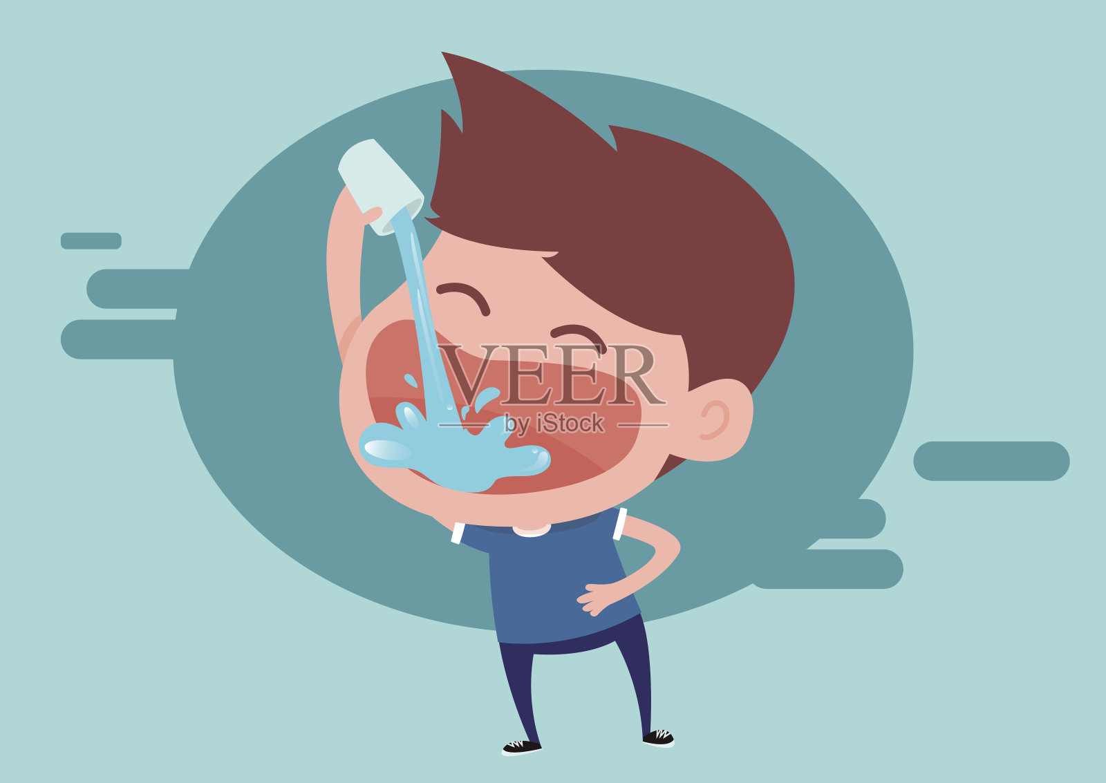 喝水的人喝新鲜的水对健康有好处插画图片素材
