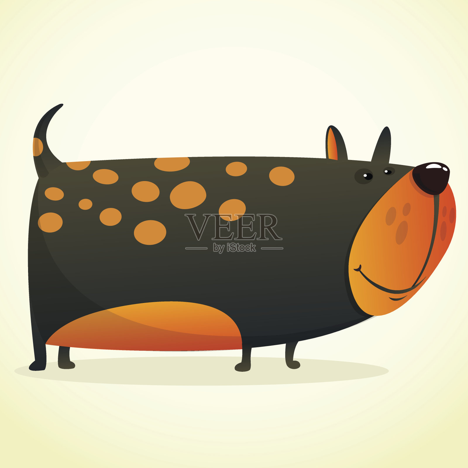 卡通插图的一个可爱的牛头犬。矢量黑狗隔离设计元素图片
