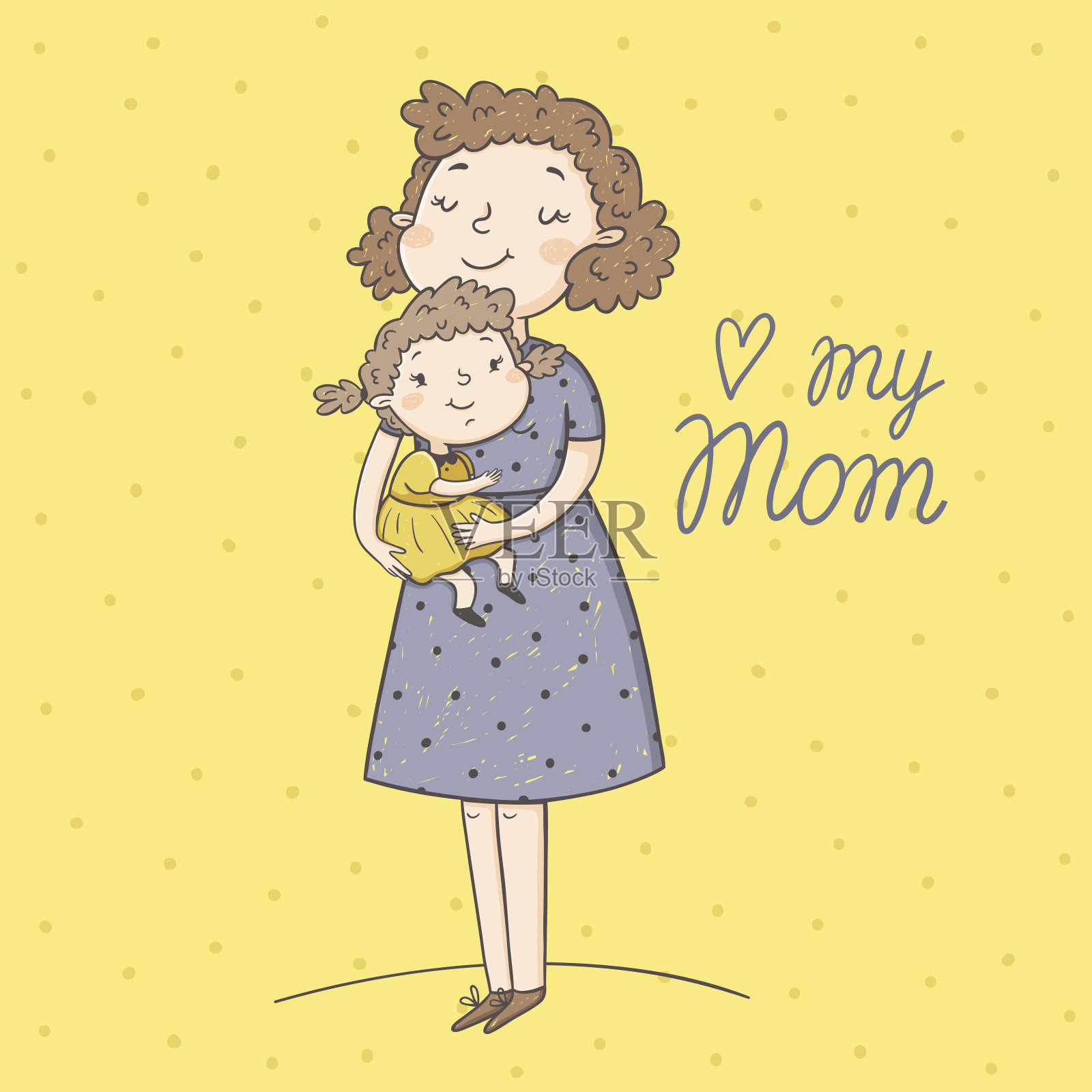 矢量插图的母亲和女儿设计元素图片
