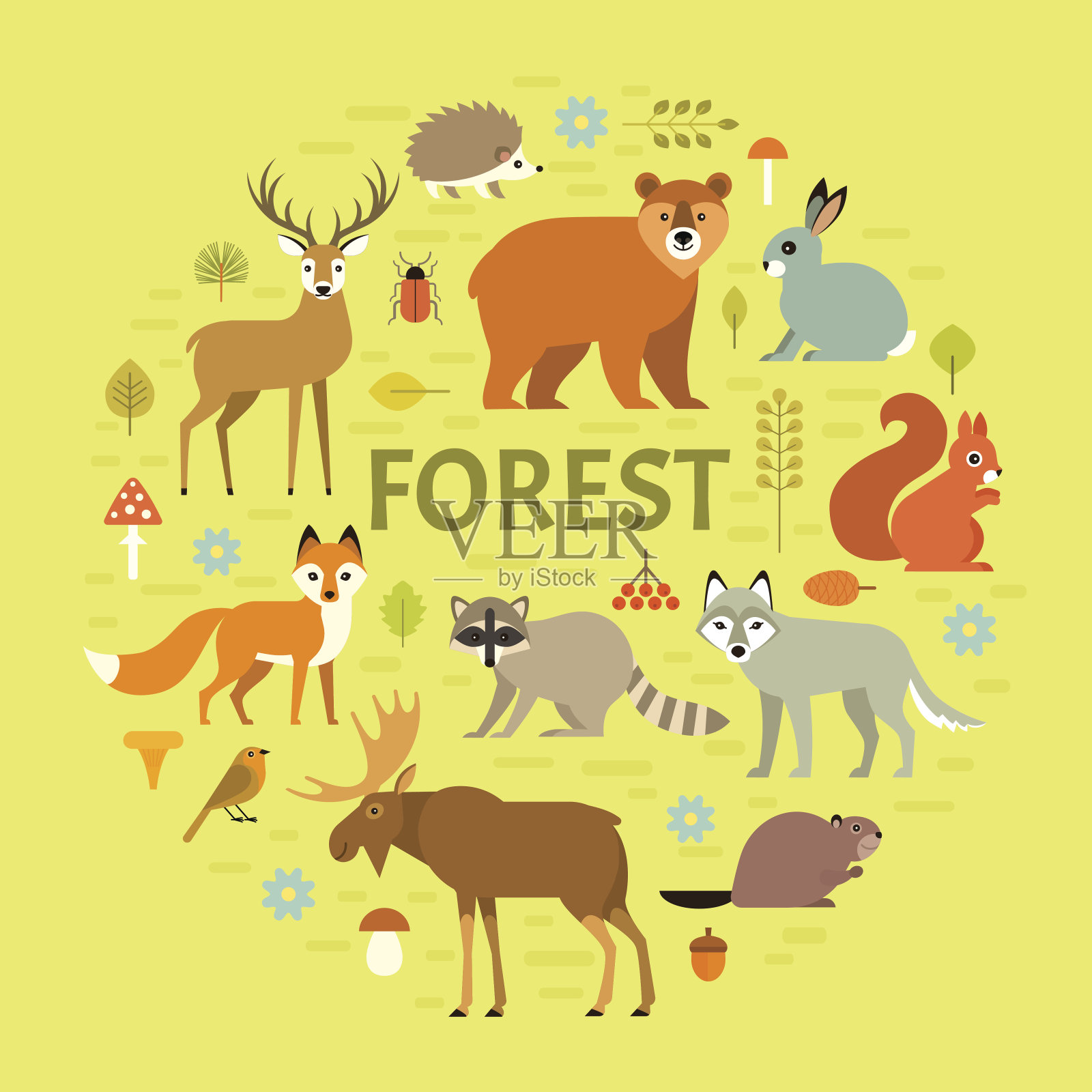 森林动物的海报插画图片素材