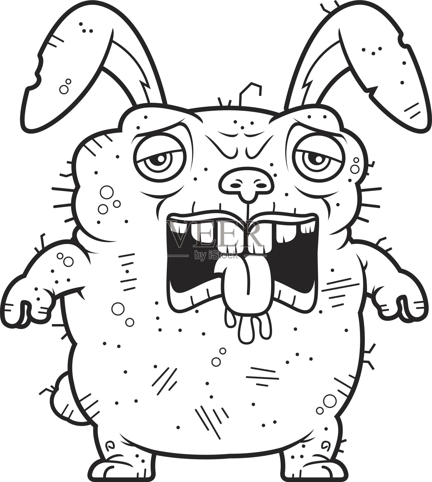 累了丑陋的兔子插画图片素材