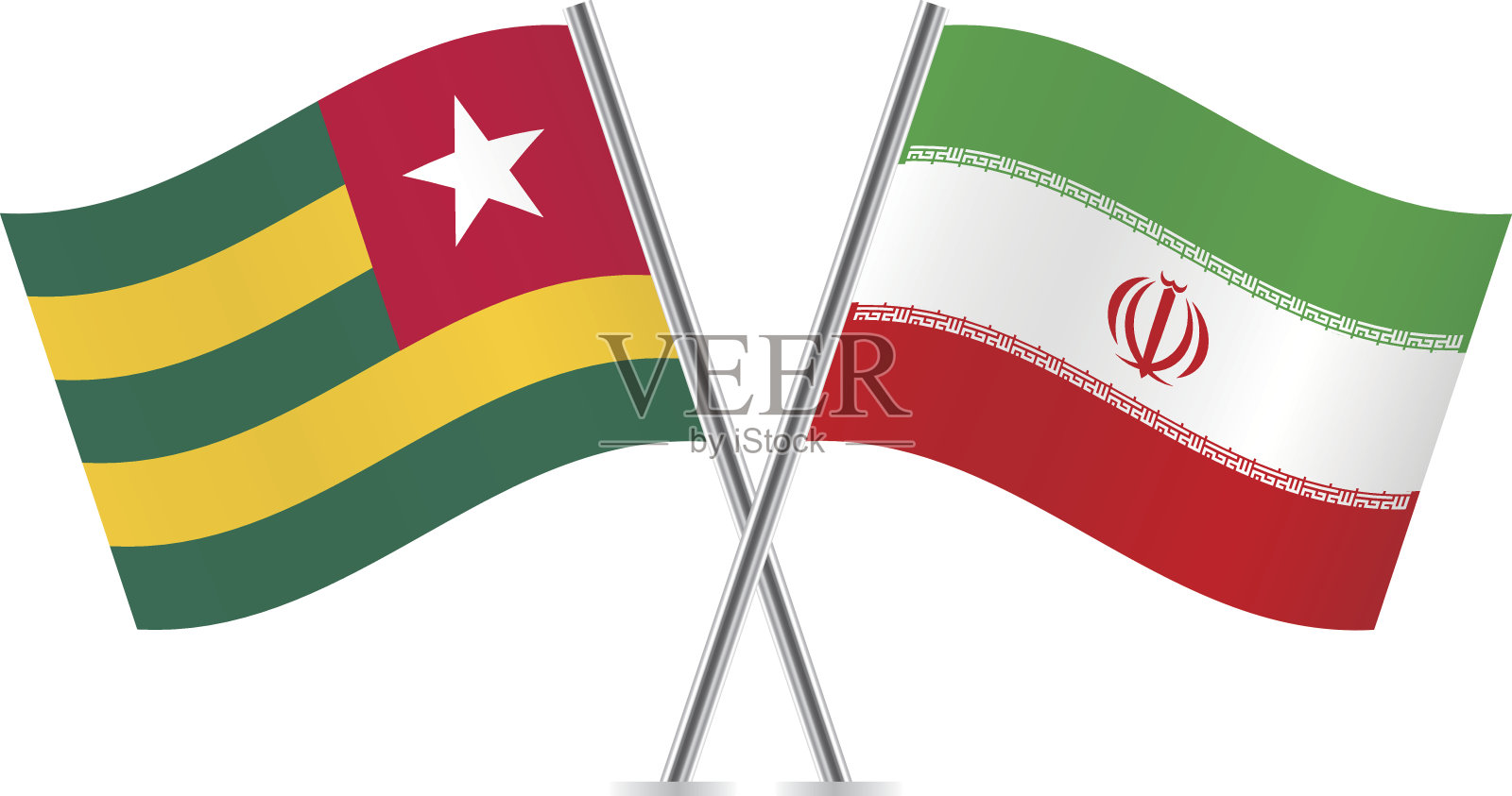 多哥和伊朗国旗。向量。插画图片素材