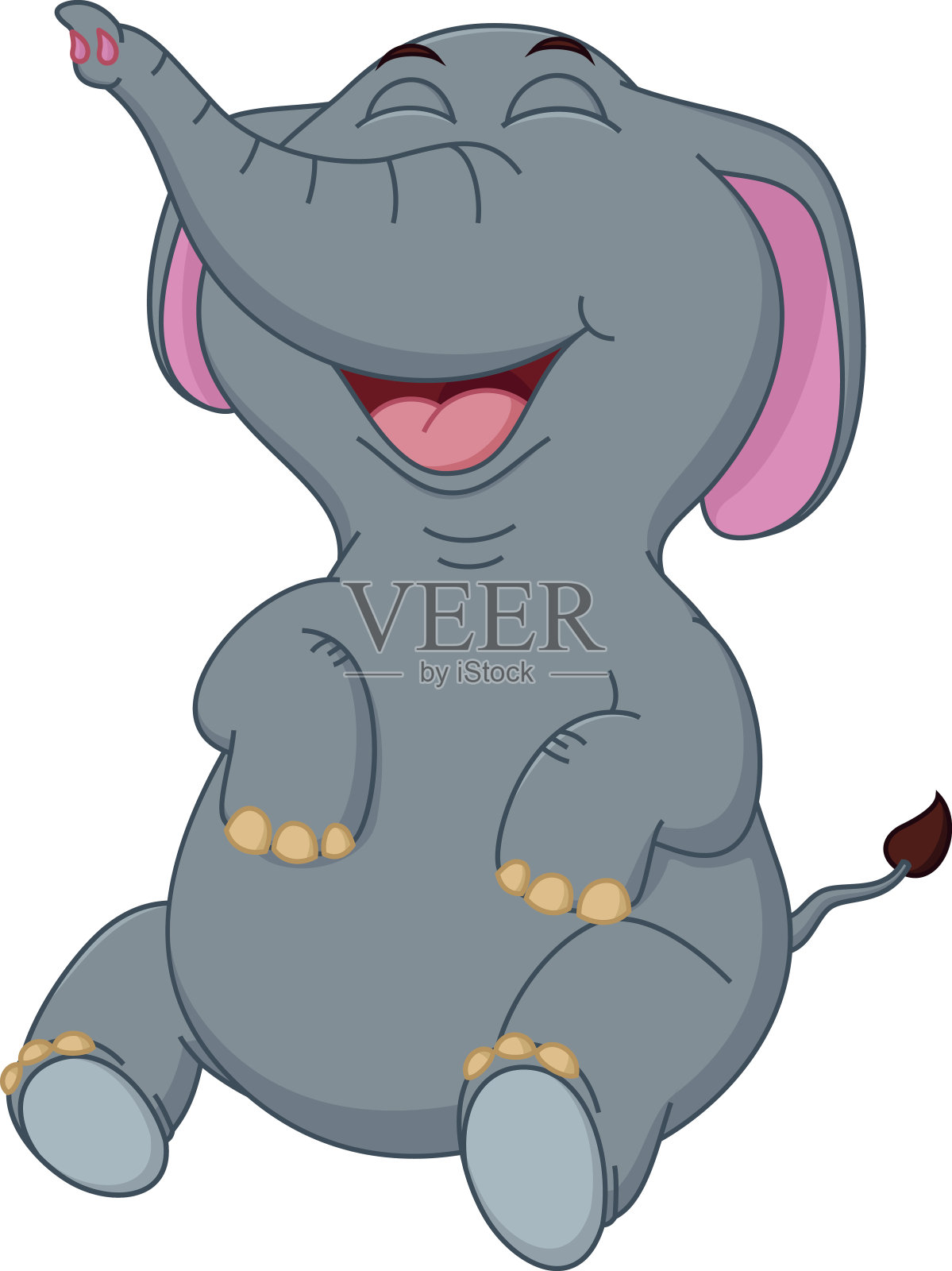 Happy Elephant卡通坐着设计元素图片