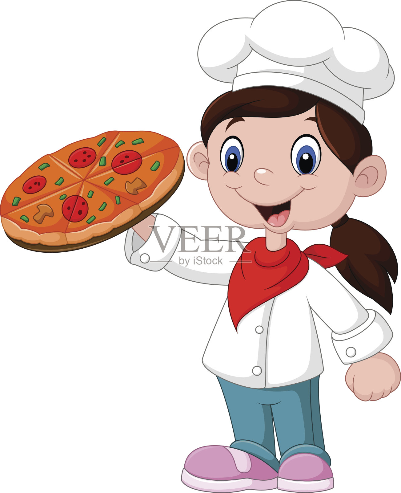 可爱的小女孩拿着披萨设计元素图片