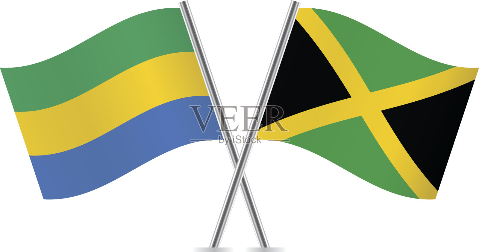 加蓬和牙买加国旗。向量。插画图片素材