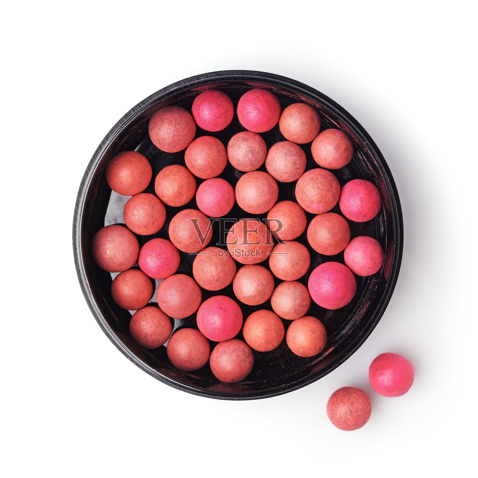 粉色和米色的腮红球照片摄影图片