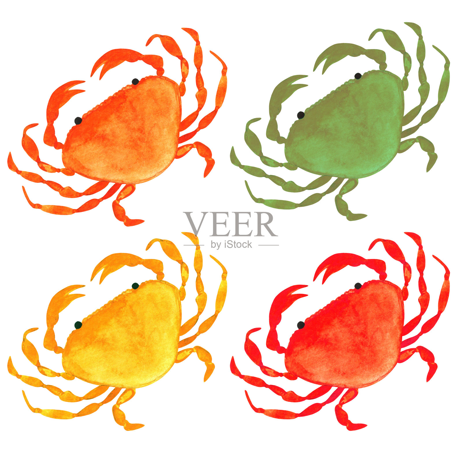 水彩画色彩斑斓的螃蟹设计元素图片