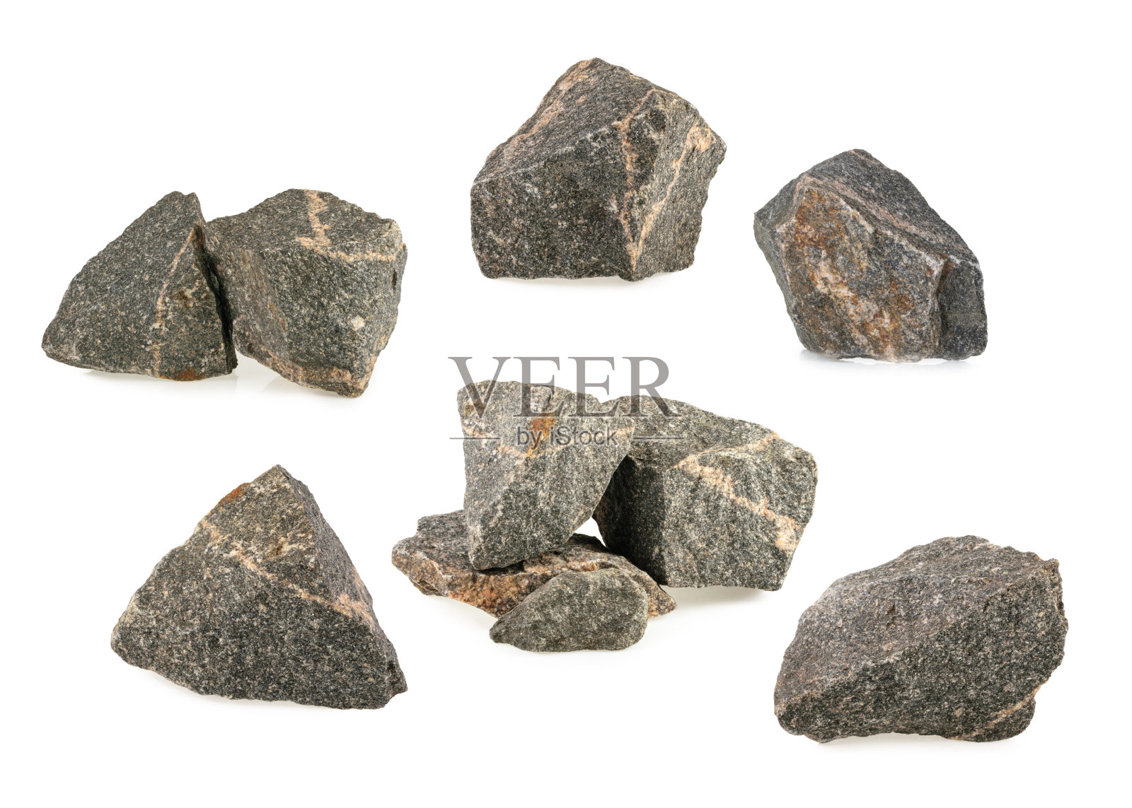 花岗岩，白色背景上孤立的岩石照片摄影图片