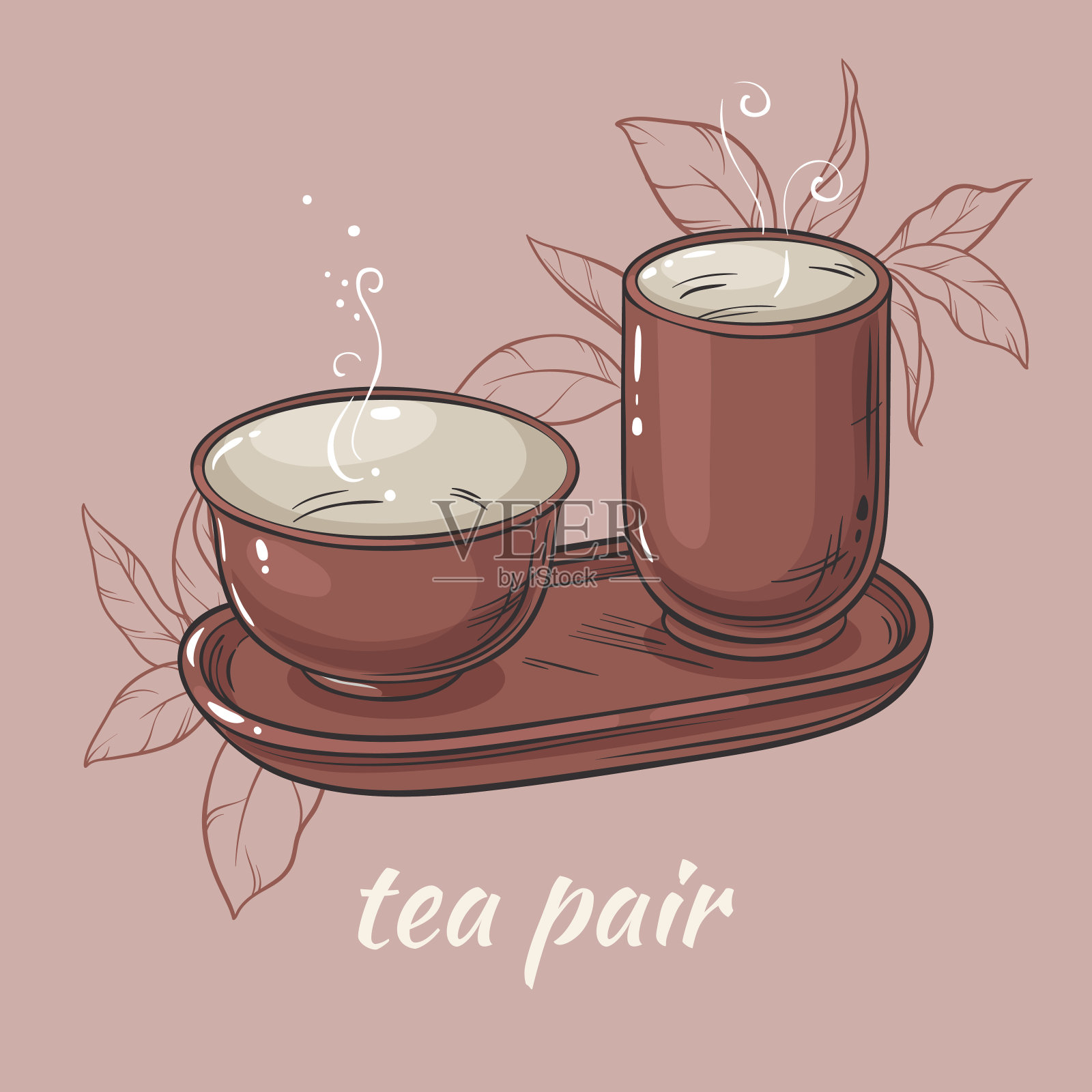 茶对的颜色背景插画图片素材