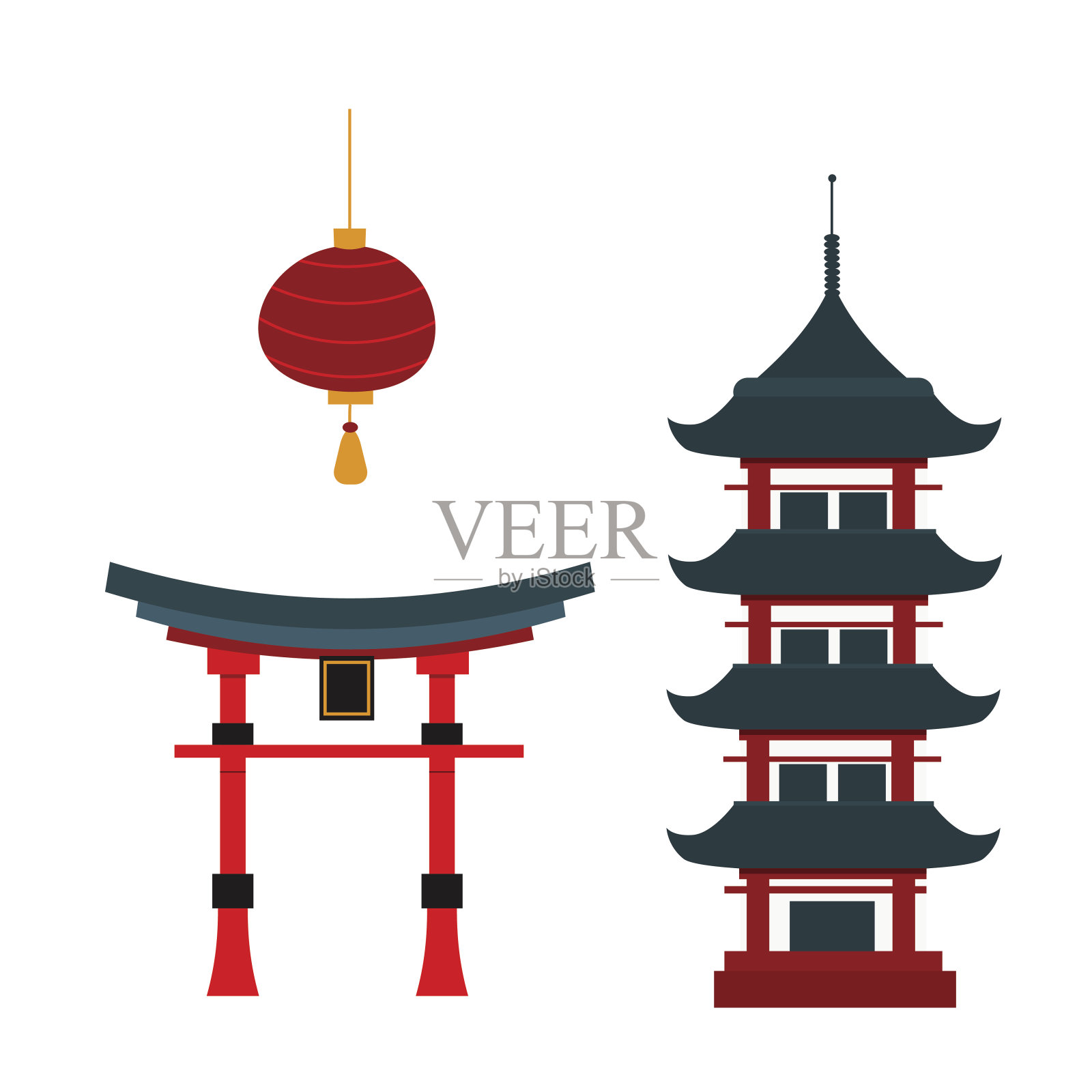 美丽旅游地标中国寺庙向量。插画图片素材
