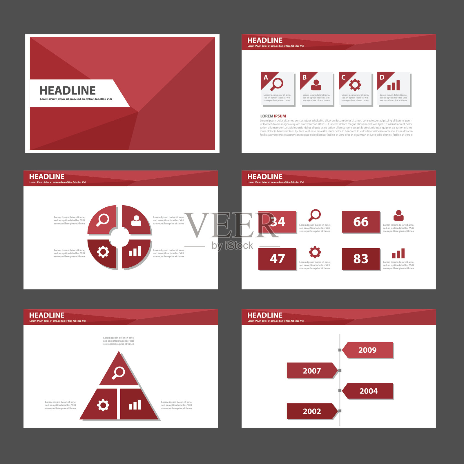 红色多边形信息图形表示模板元素平面设计设计模板素材