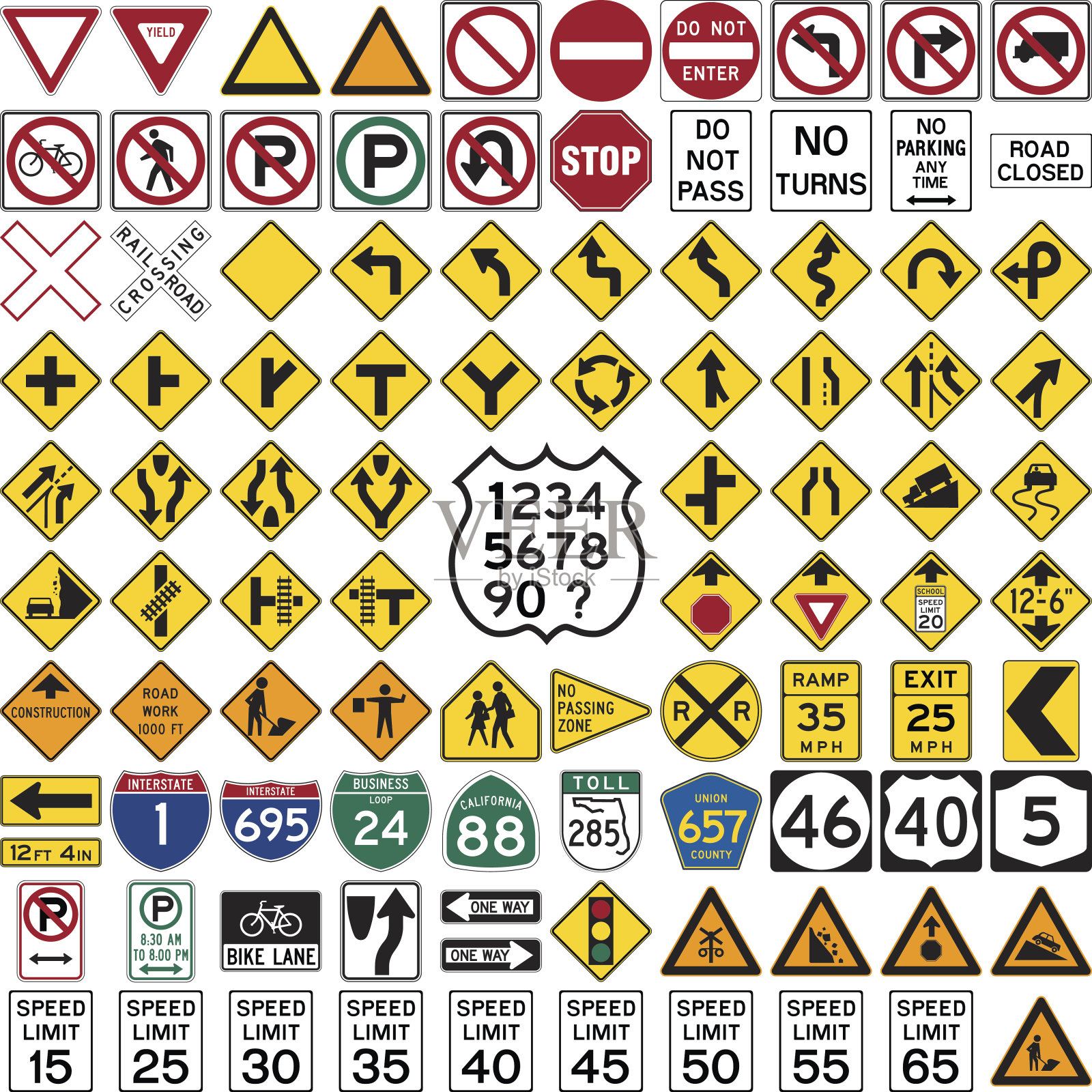 道路标志及符号设计元素图片