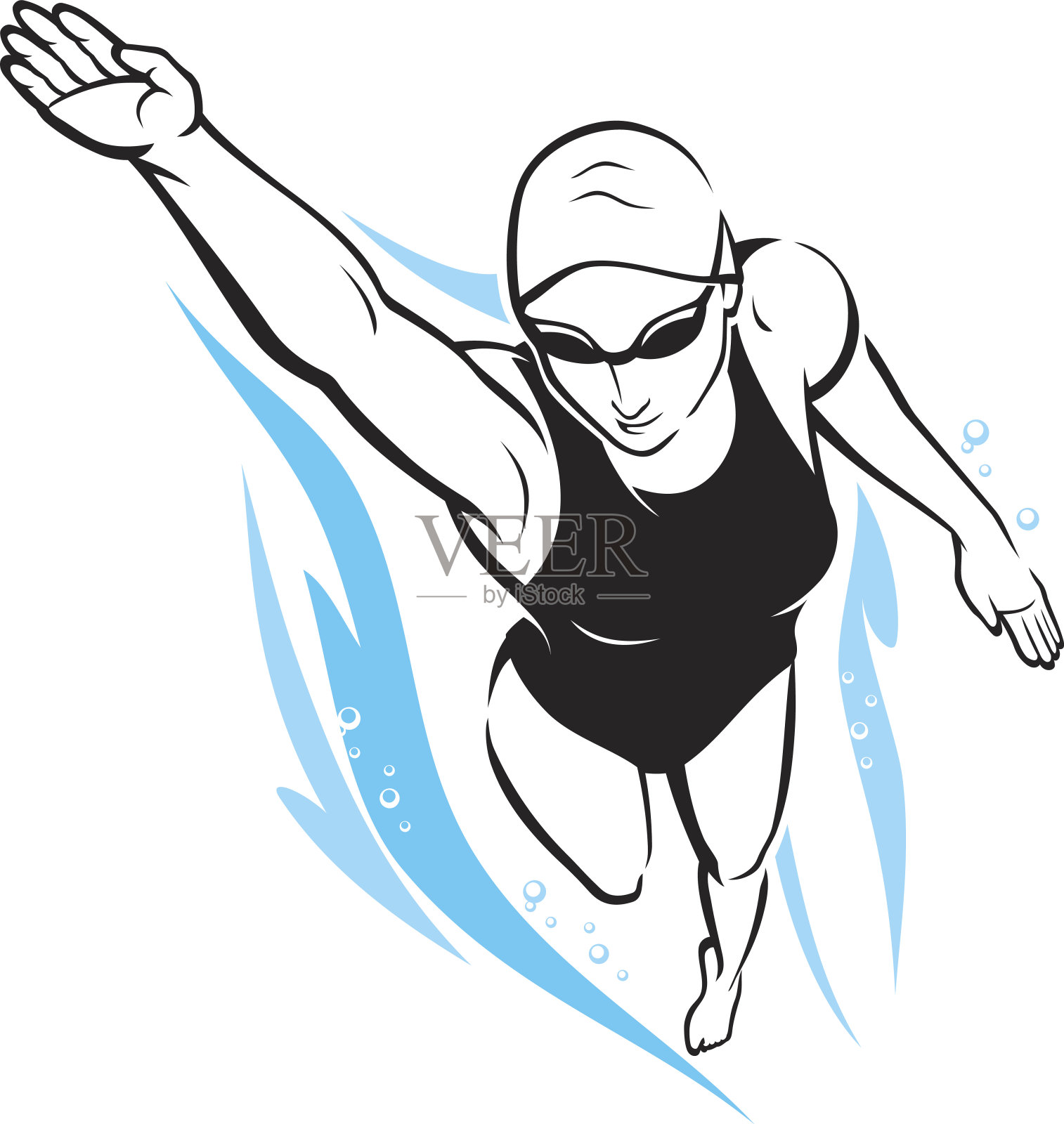 自由式游泳的女人设计元素图片