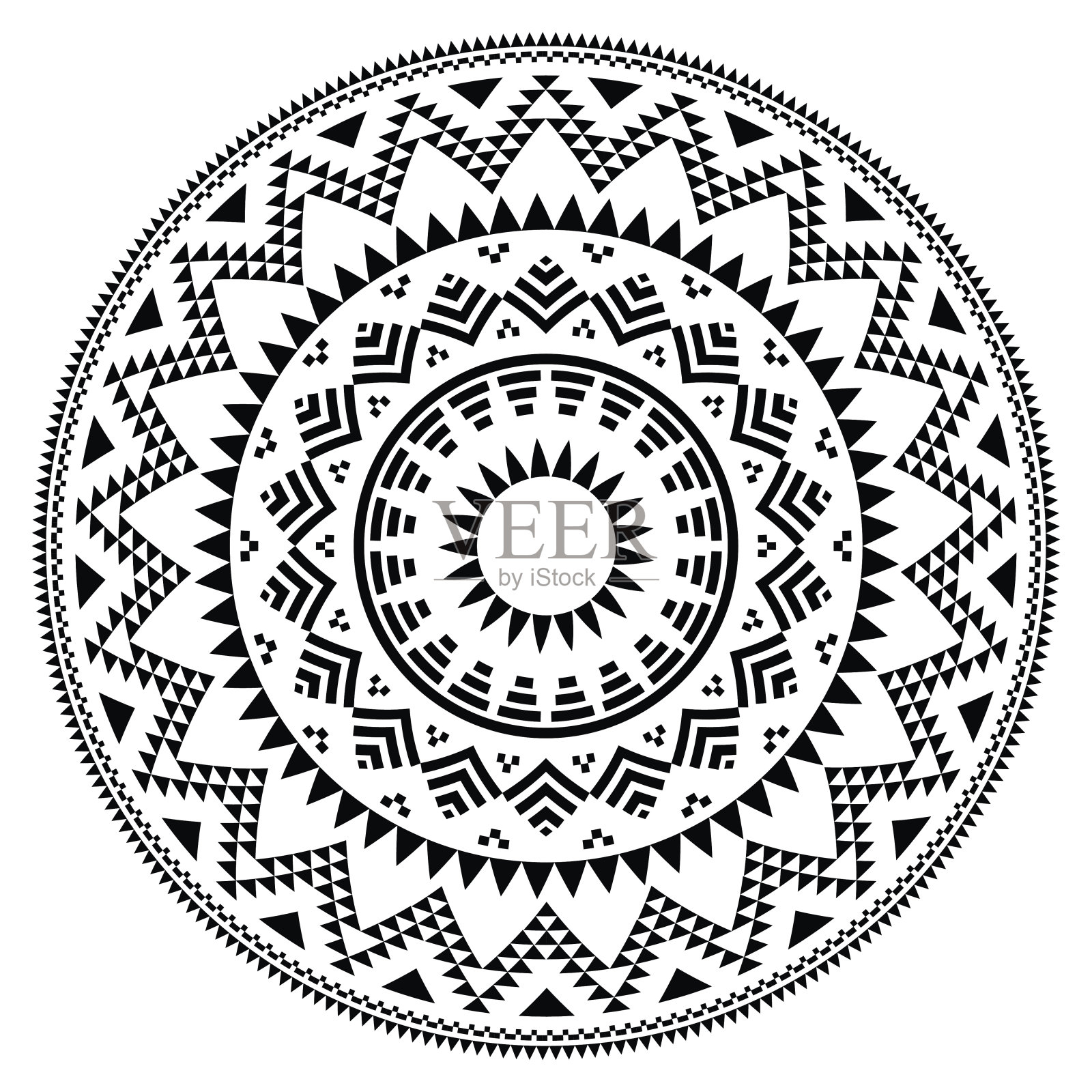 部落民间阿兹特克几何图案的圆圈插画图片素材