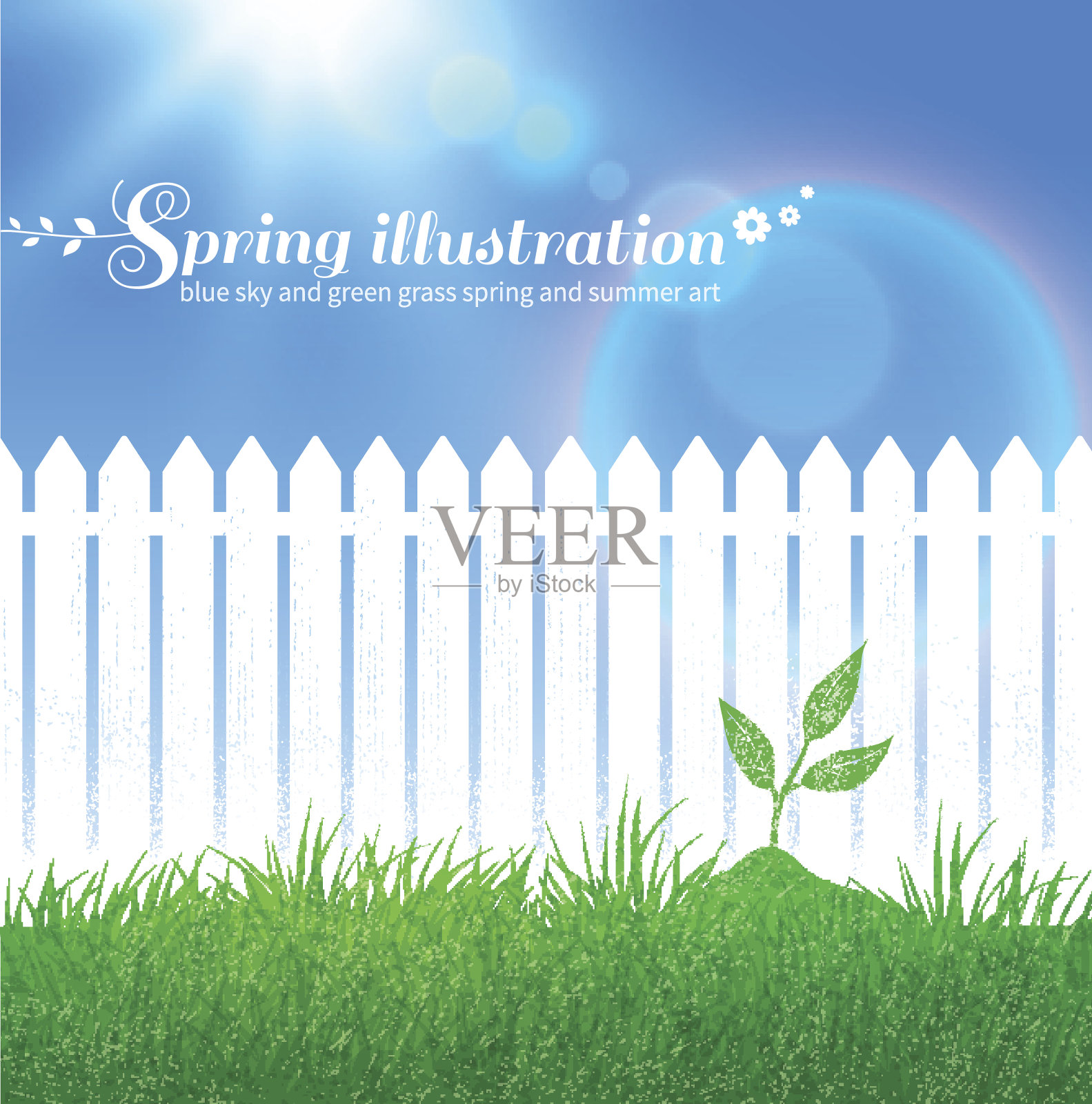 春天的背景与生长的芽插画图片素材