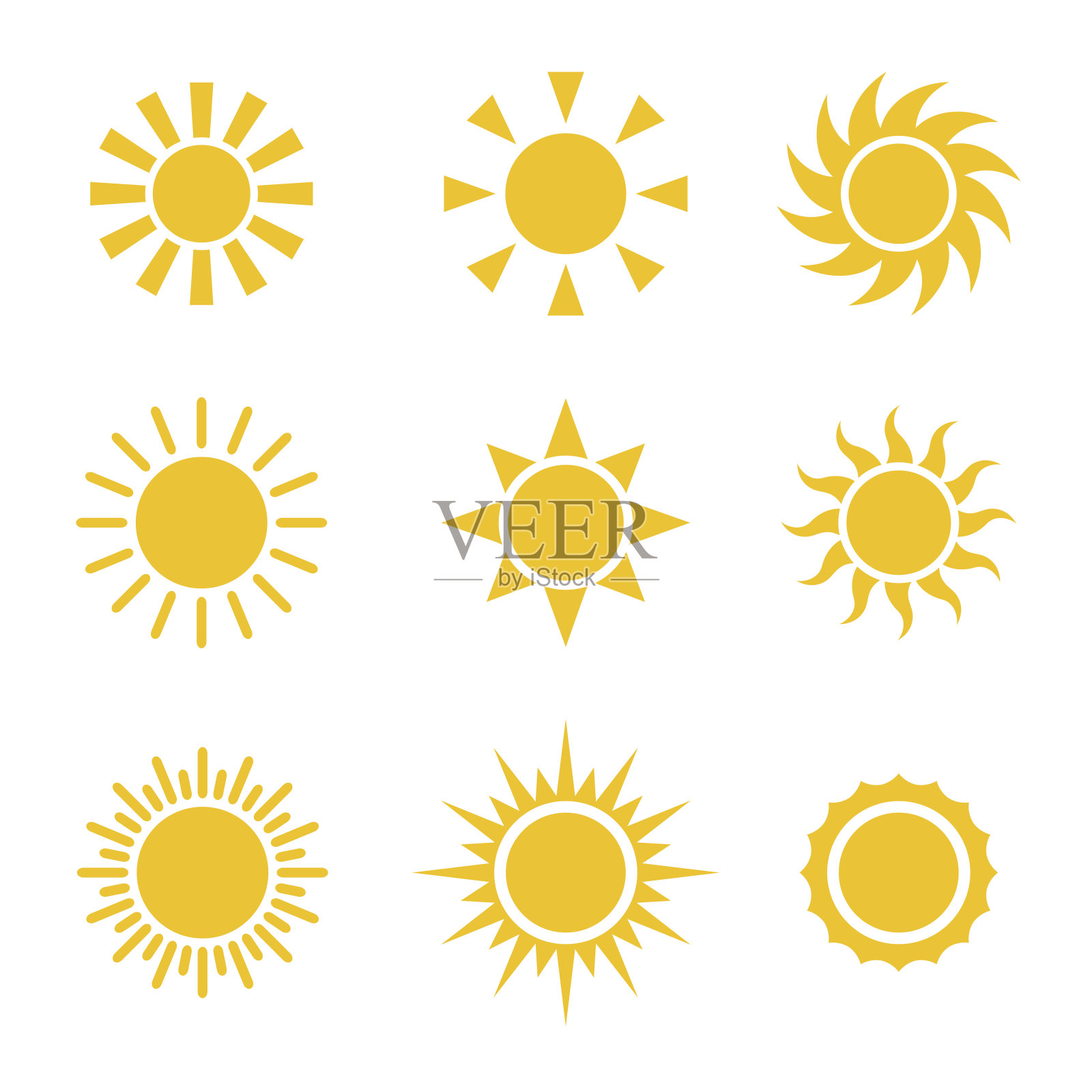 太阳颜色图标集设计元素图片