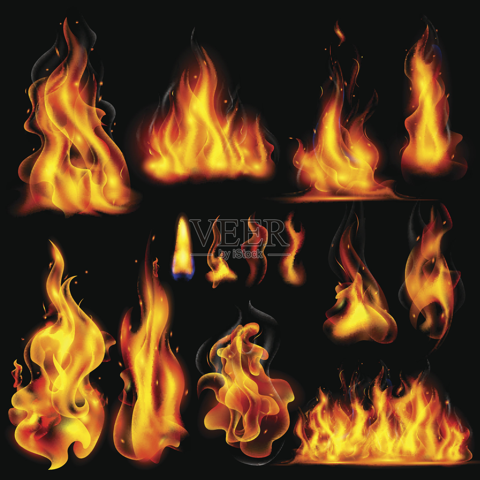 真实燃烧的火焰设计元素图片