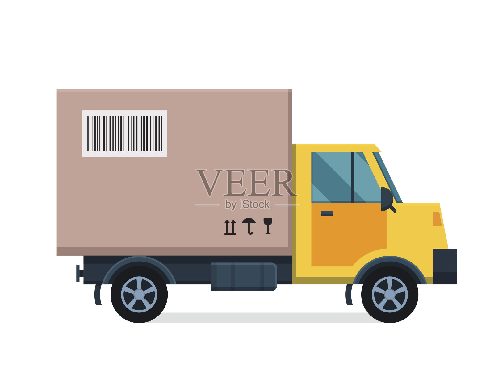 运送矢量运输车货车和礼品盒包装插画图片素材