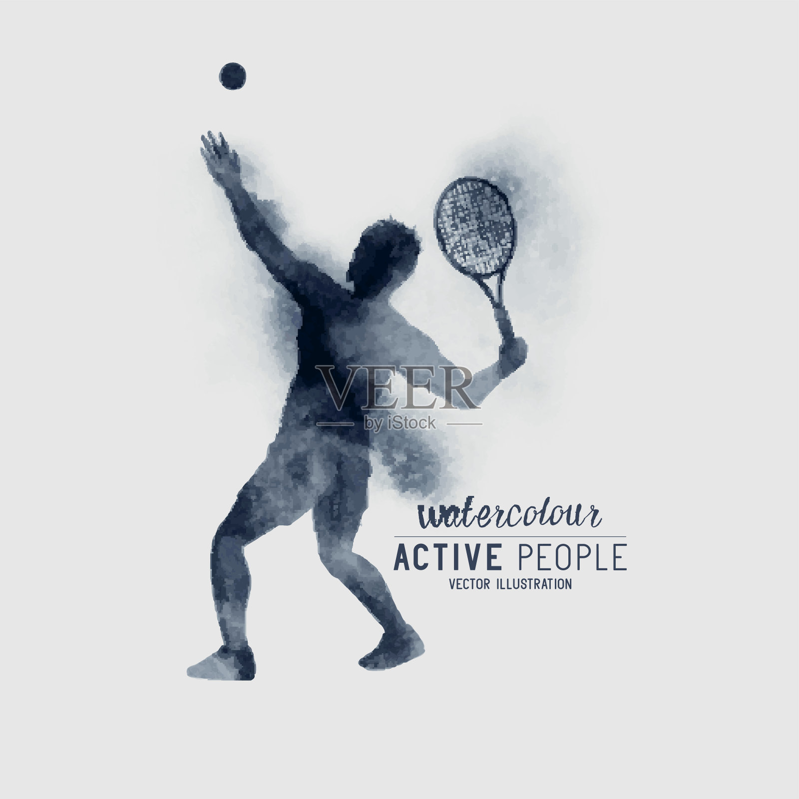水彩网球运动员向量插画图片素材