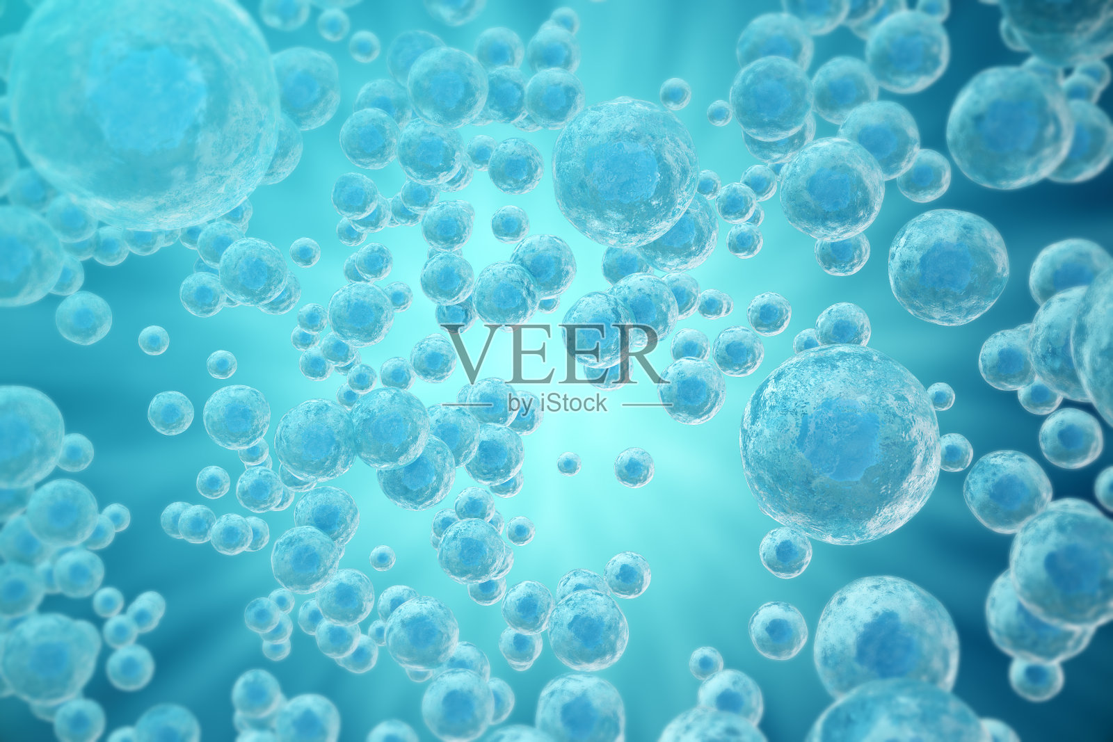 蓝细胞科学背景。三维渲染插画图片素材