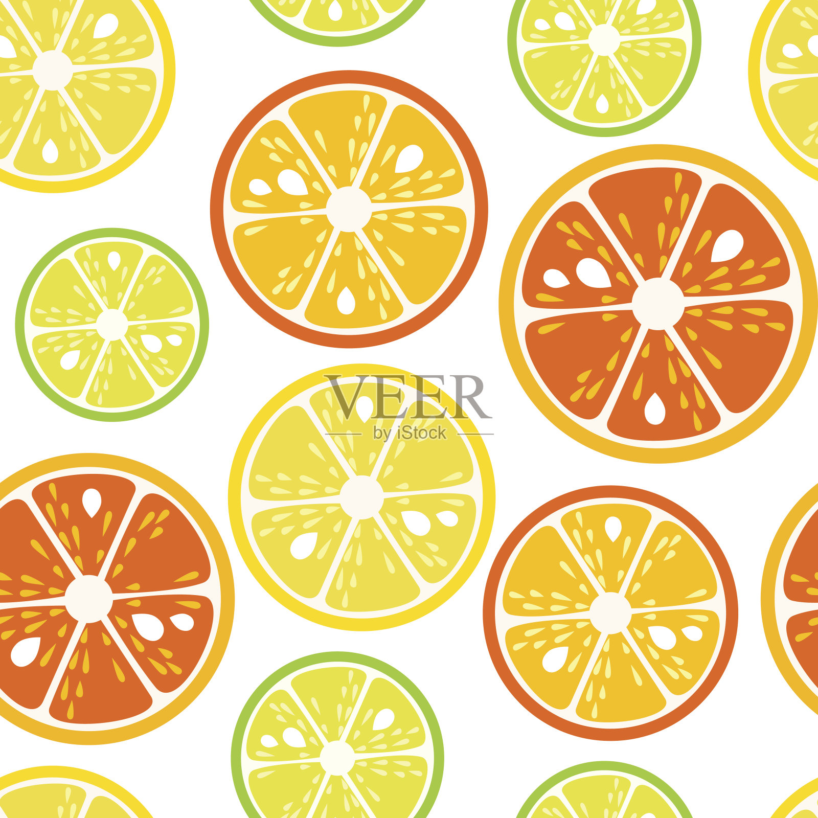 青柠、柠檬和橙子切成无缝图案设计元素图片