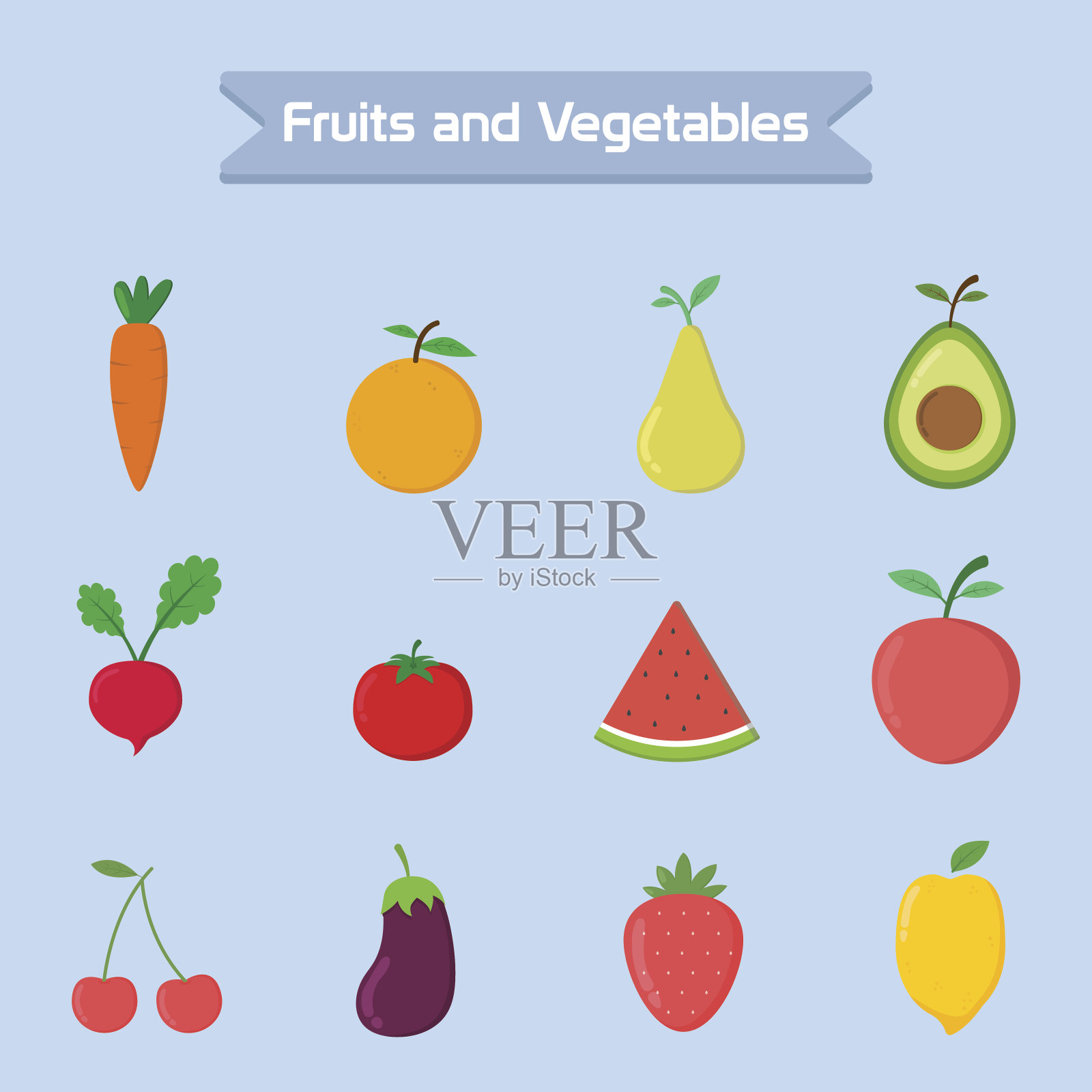 有机水果蔬菜平面风格设计矢量插图插画图片素材