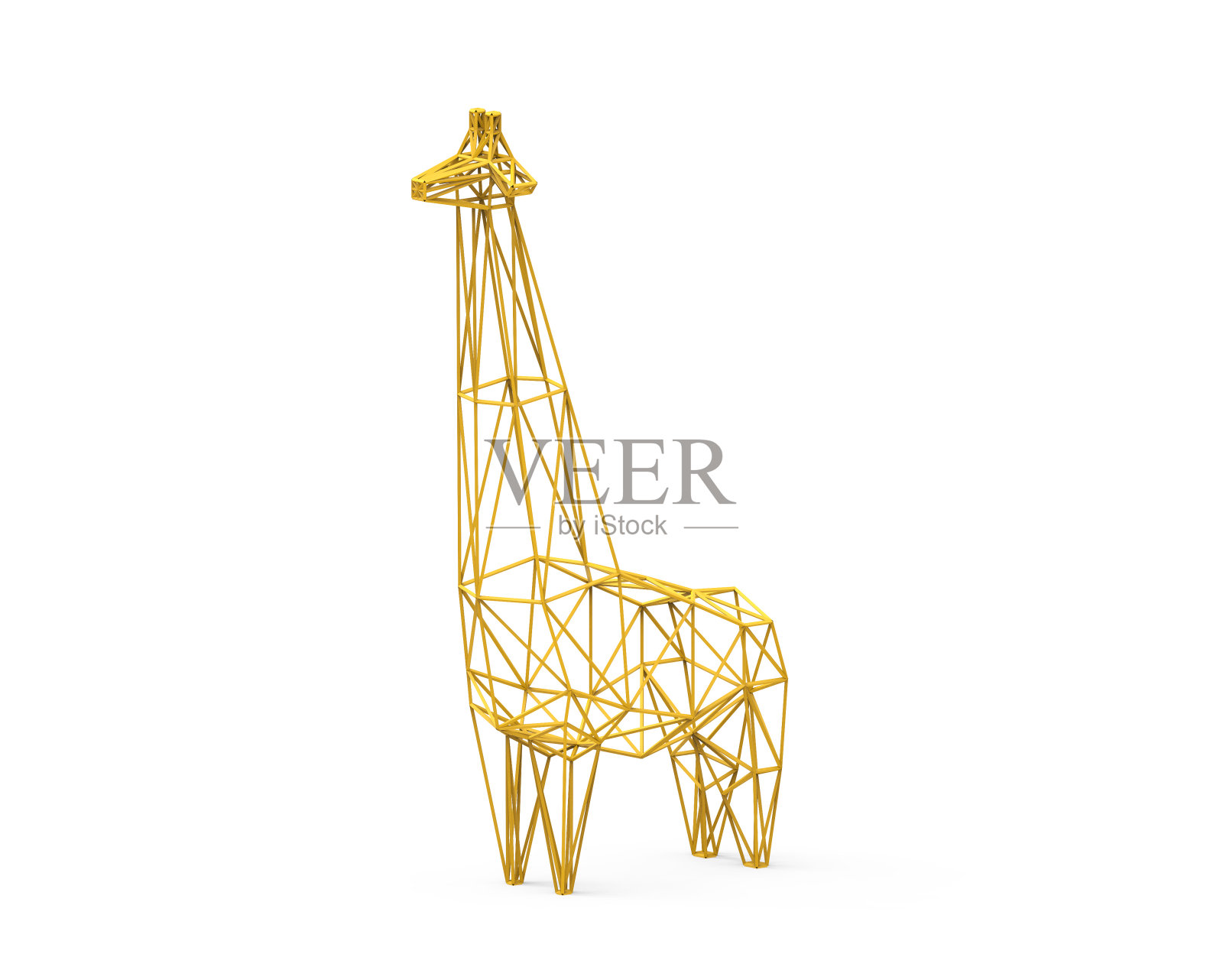 多边形长颈鹿结构的3D插图设计元素图片
