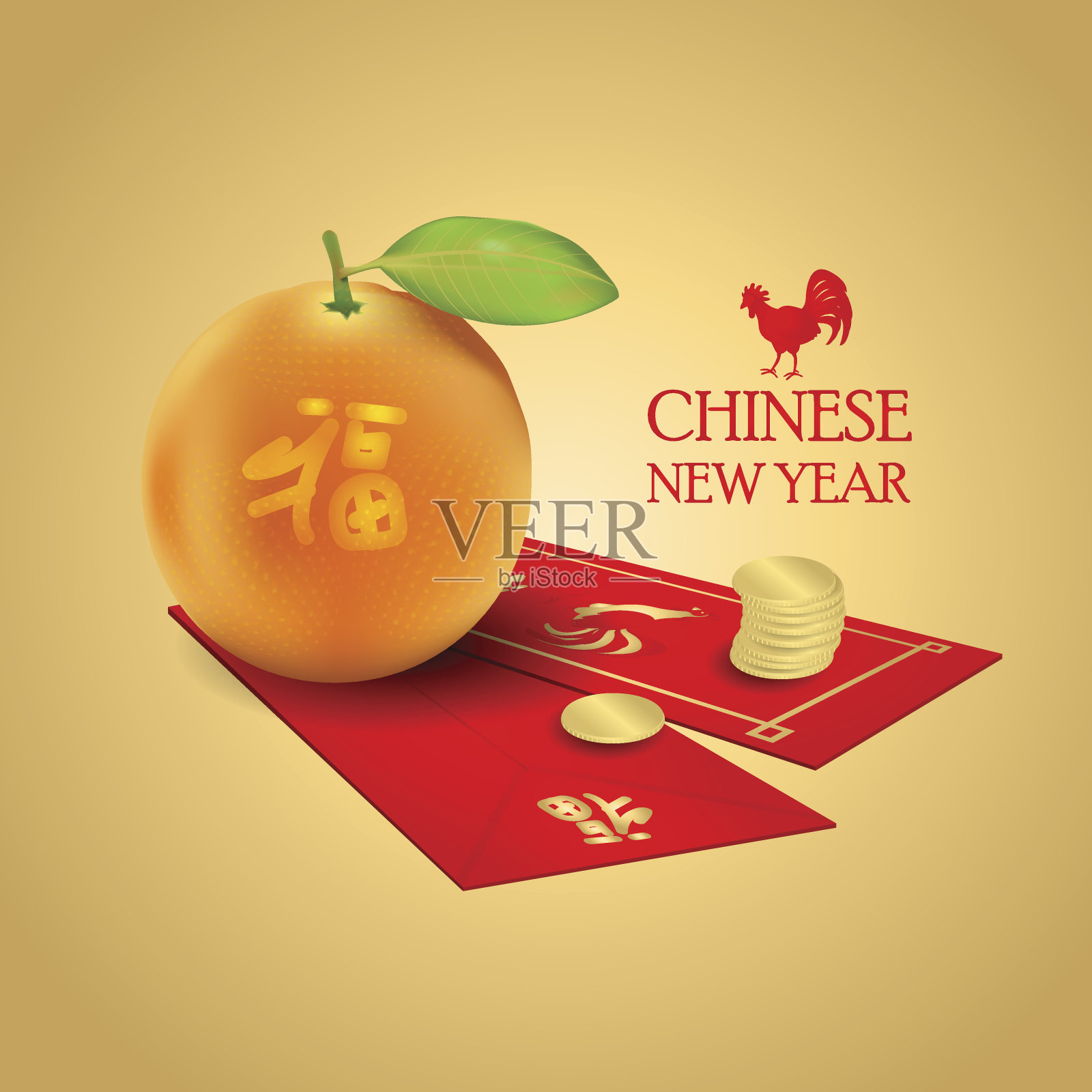 金色背景的中国新年插画图片素材
