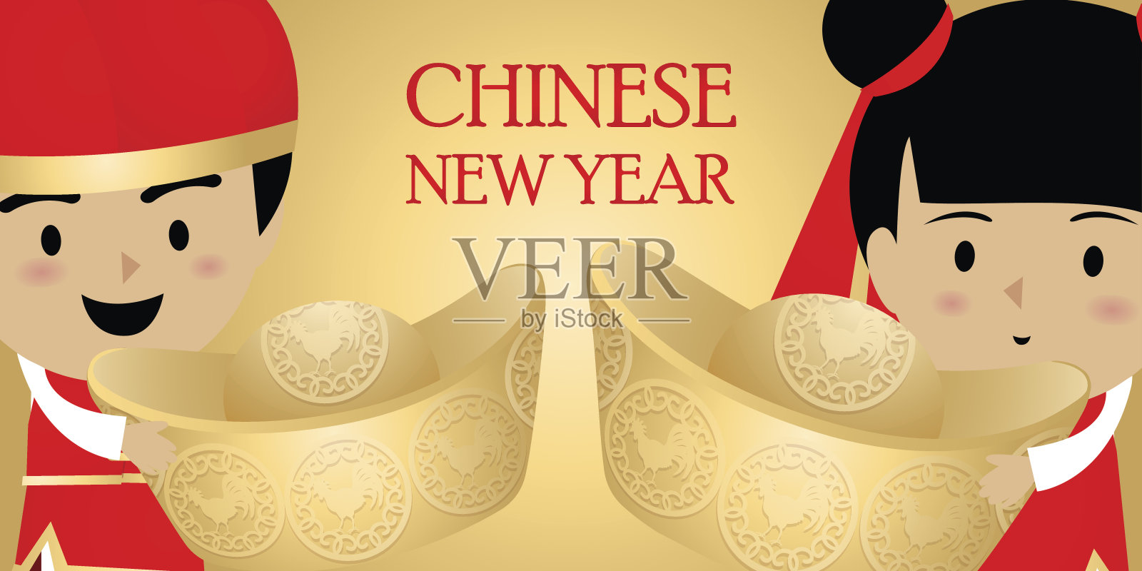 金色背景的中国新年插画图片素材