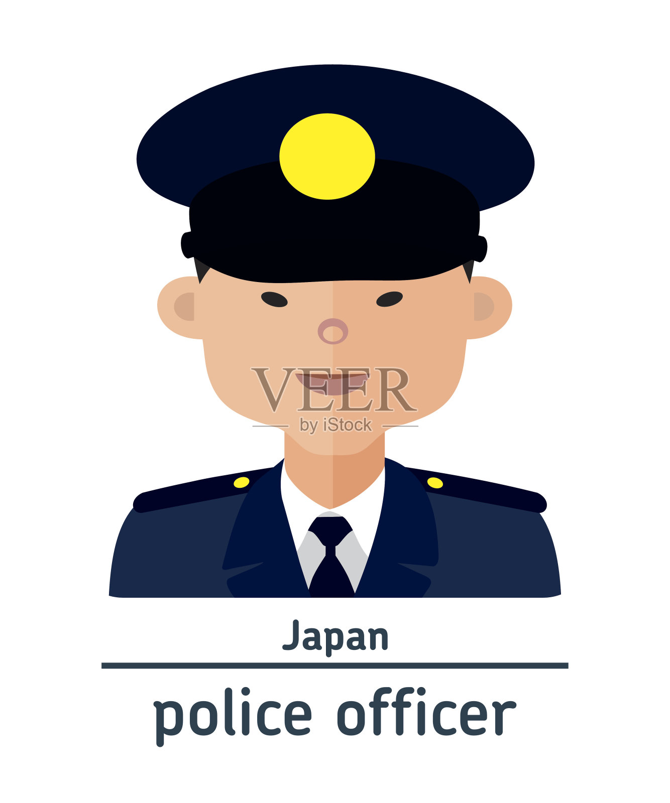 平坦的插图。日本警察阿凡达插画图片素材