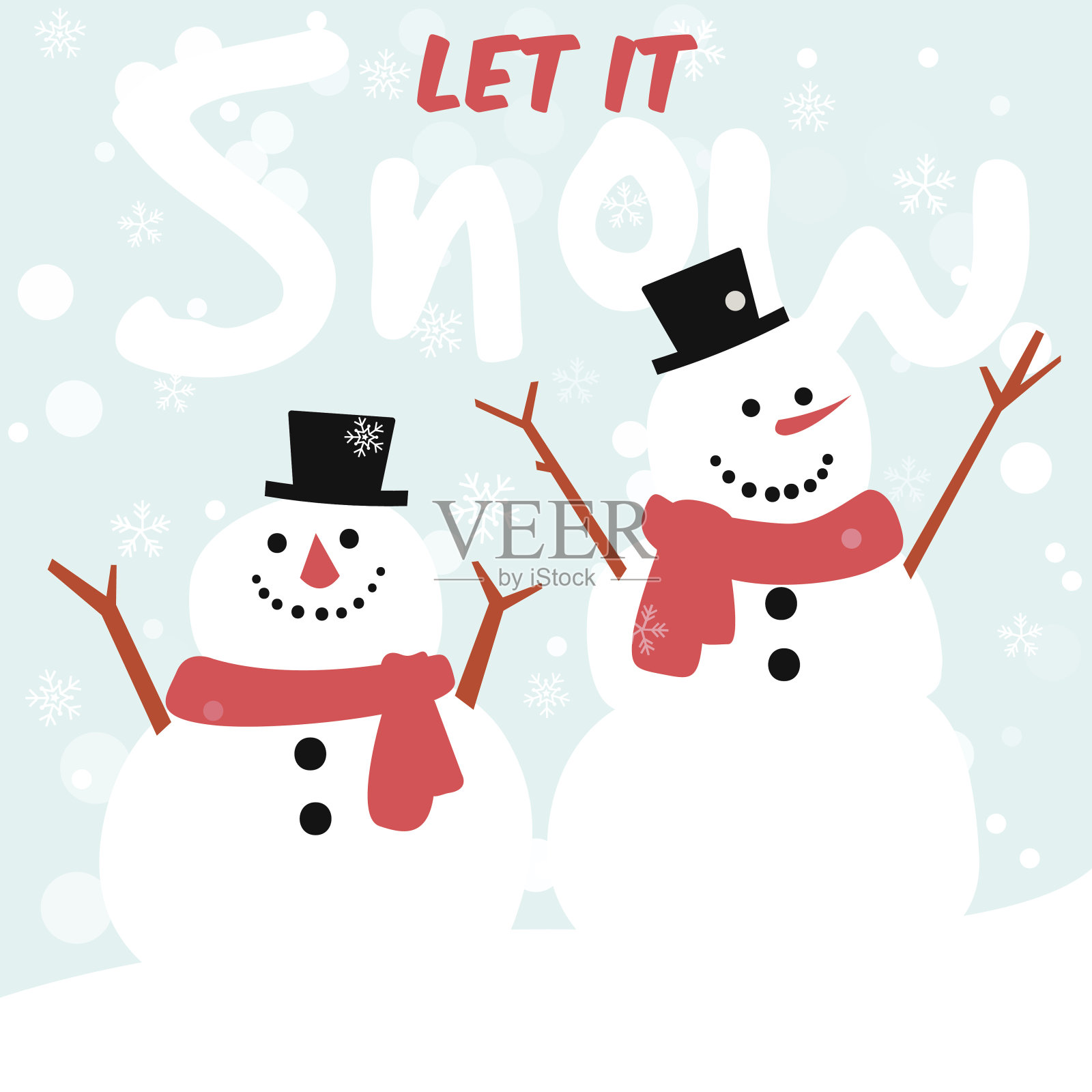 雪人贺卡，圣诞快乐，新年快乐插画图片素材