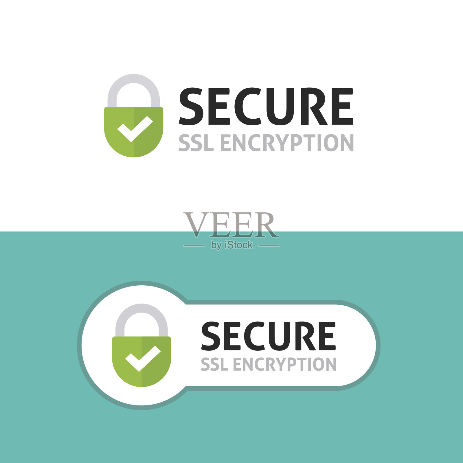 安全连接图标，安全ssl保护的安全数据加密插画图片素材