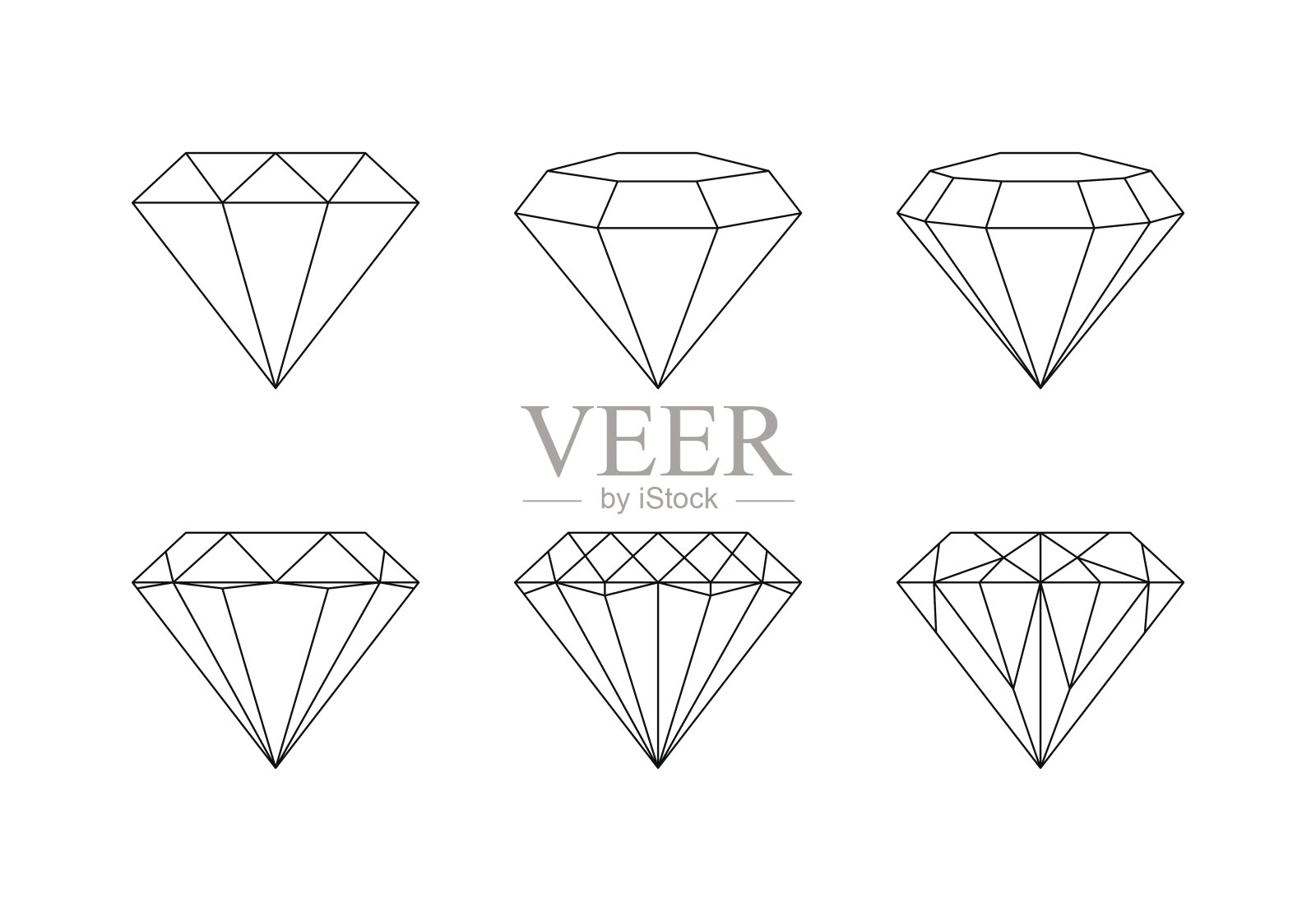 钻石，宝石面矢量图案上的白色背景插画图片素材