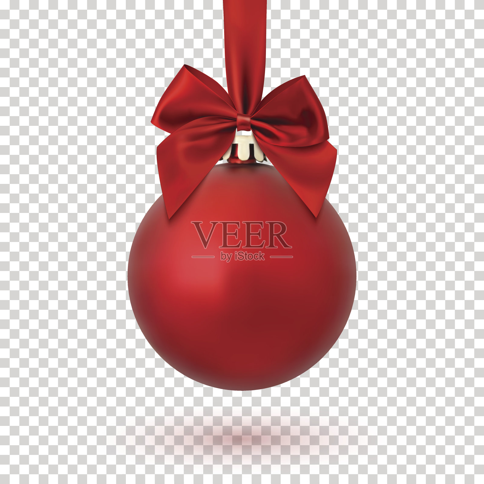 红色圣诞球在透明的背景。插画图片素材