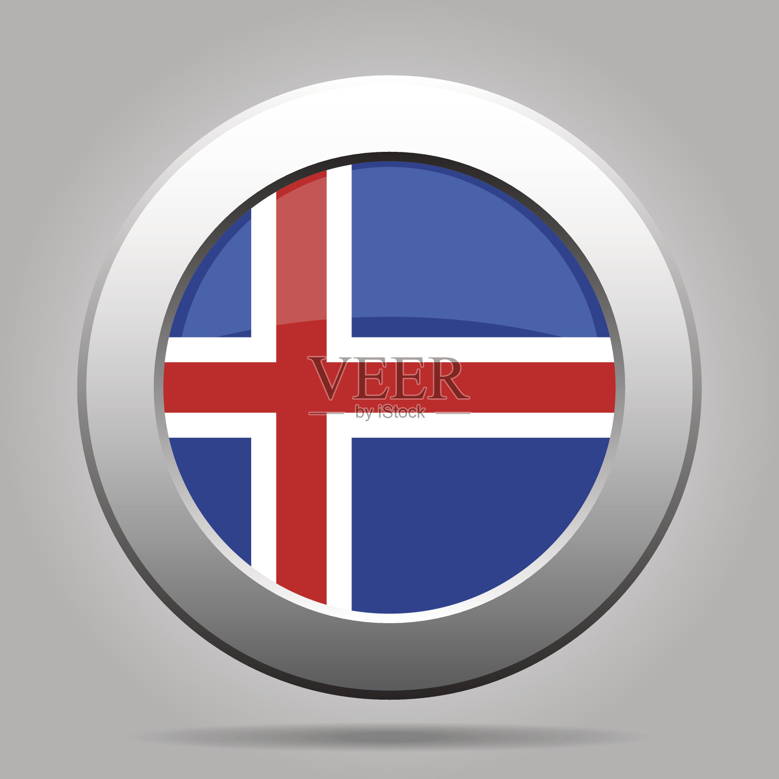 有冰岛国旗的金属纽扣插画图片素材