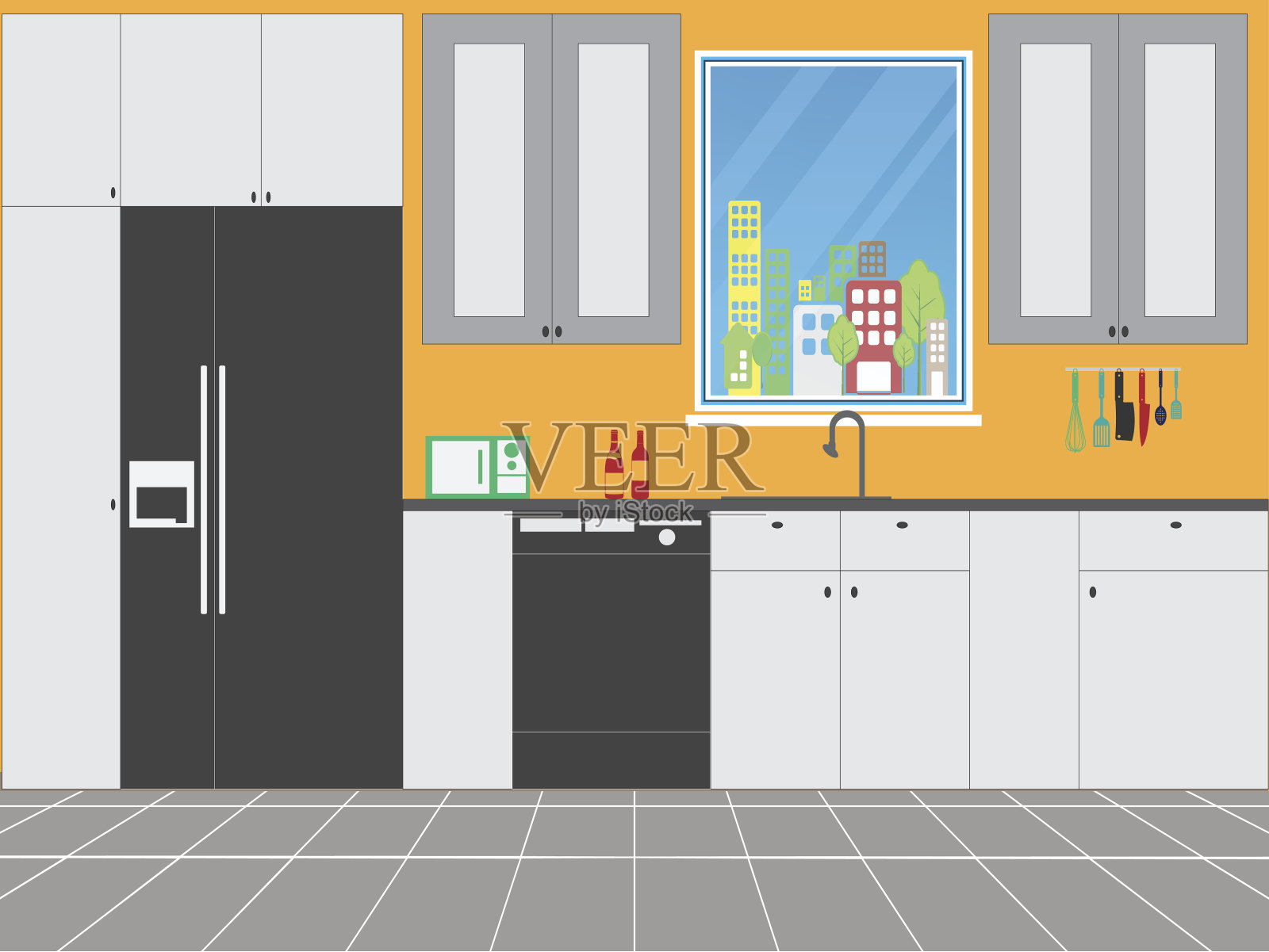 厨房室内设计插画图片素材