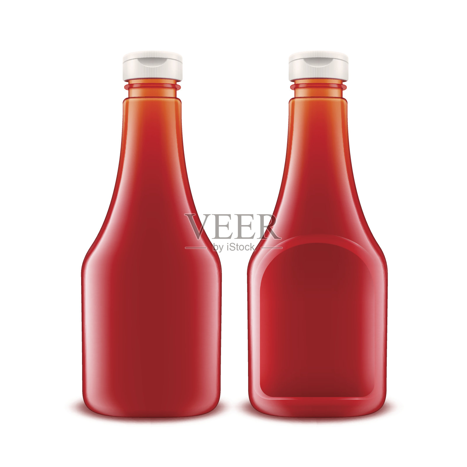 一套空白玻璃塑料红色番茄酱瓶插画图片素材
